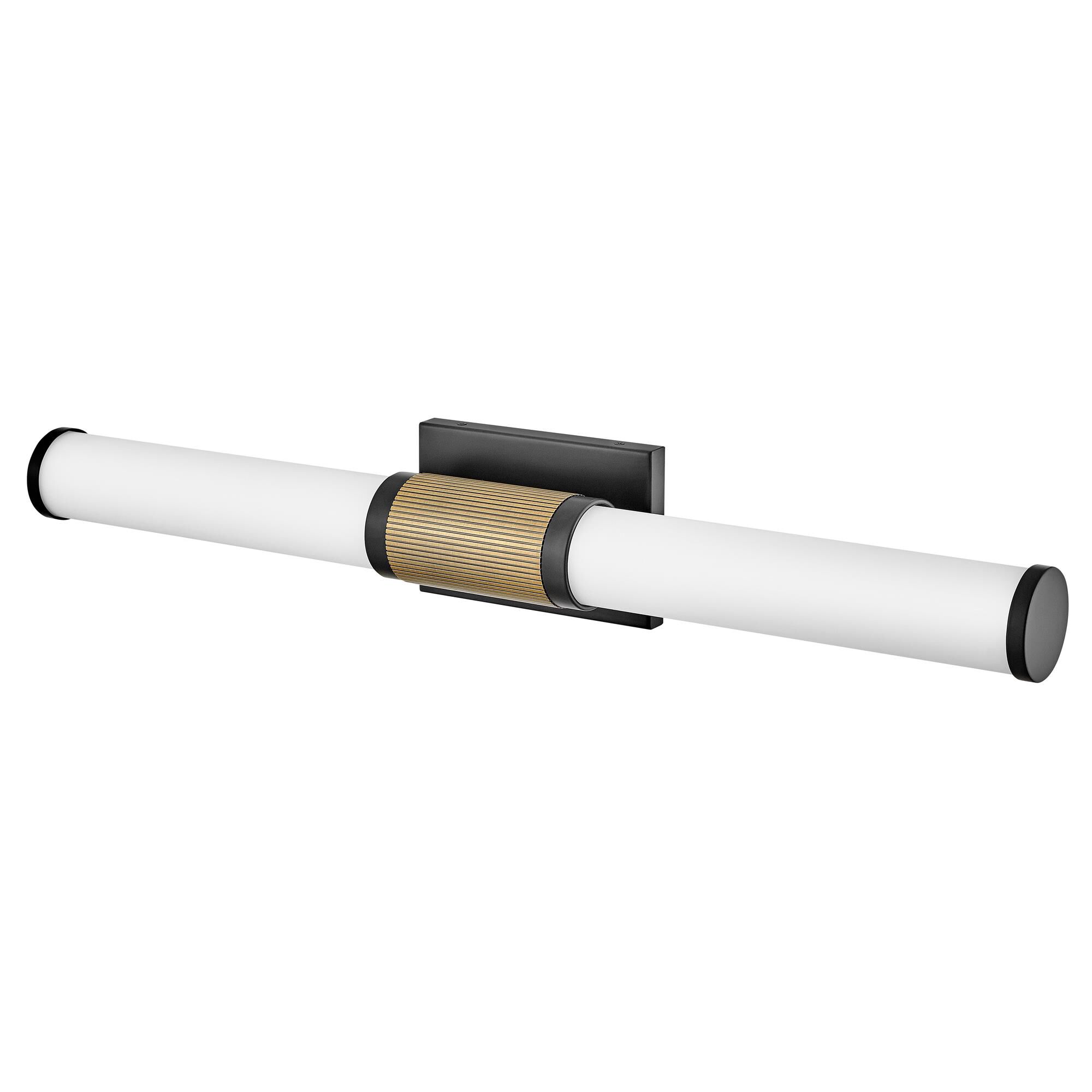 Shown in Black with Lacquered Brass Accents finish and Etched Opal glass