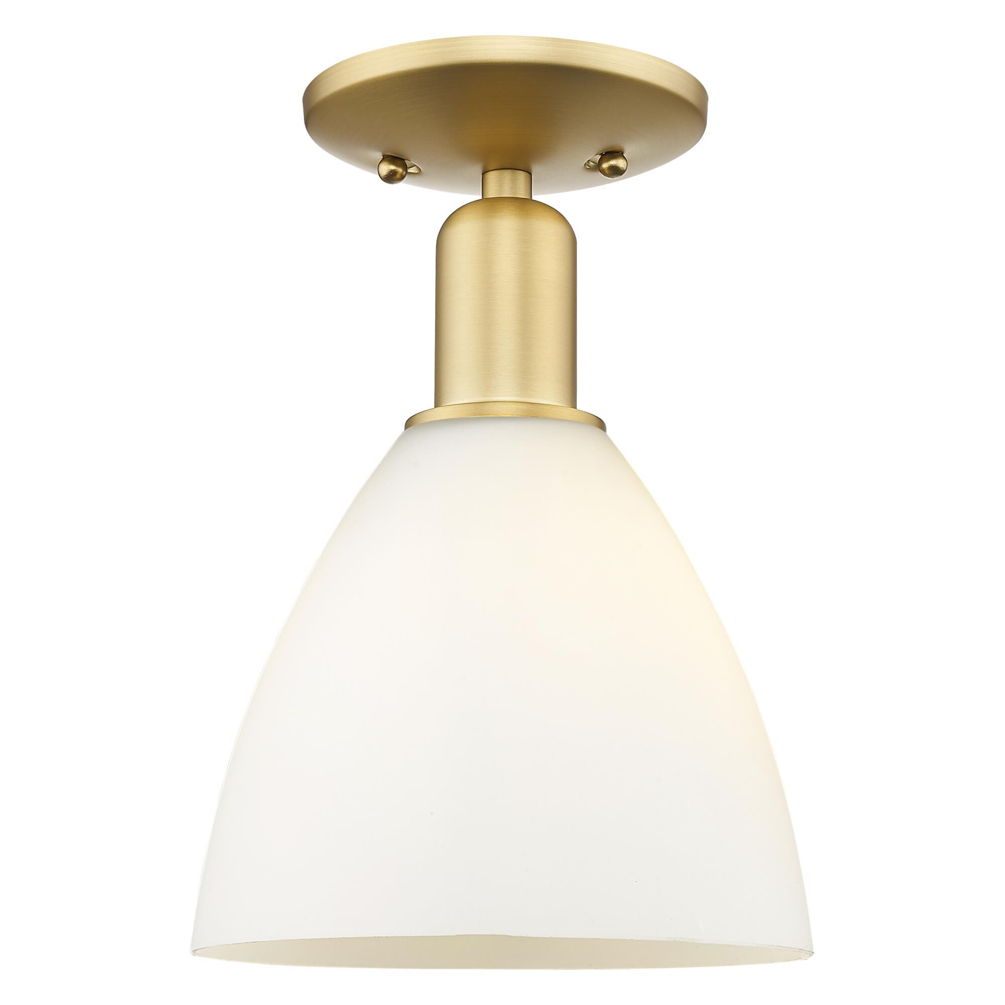 Shown in Satin Gold finish and Matte White glass