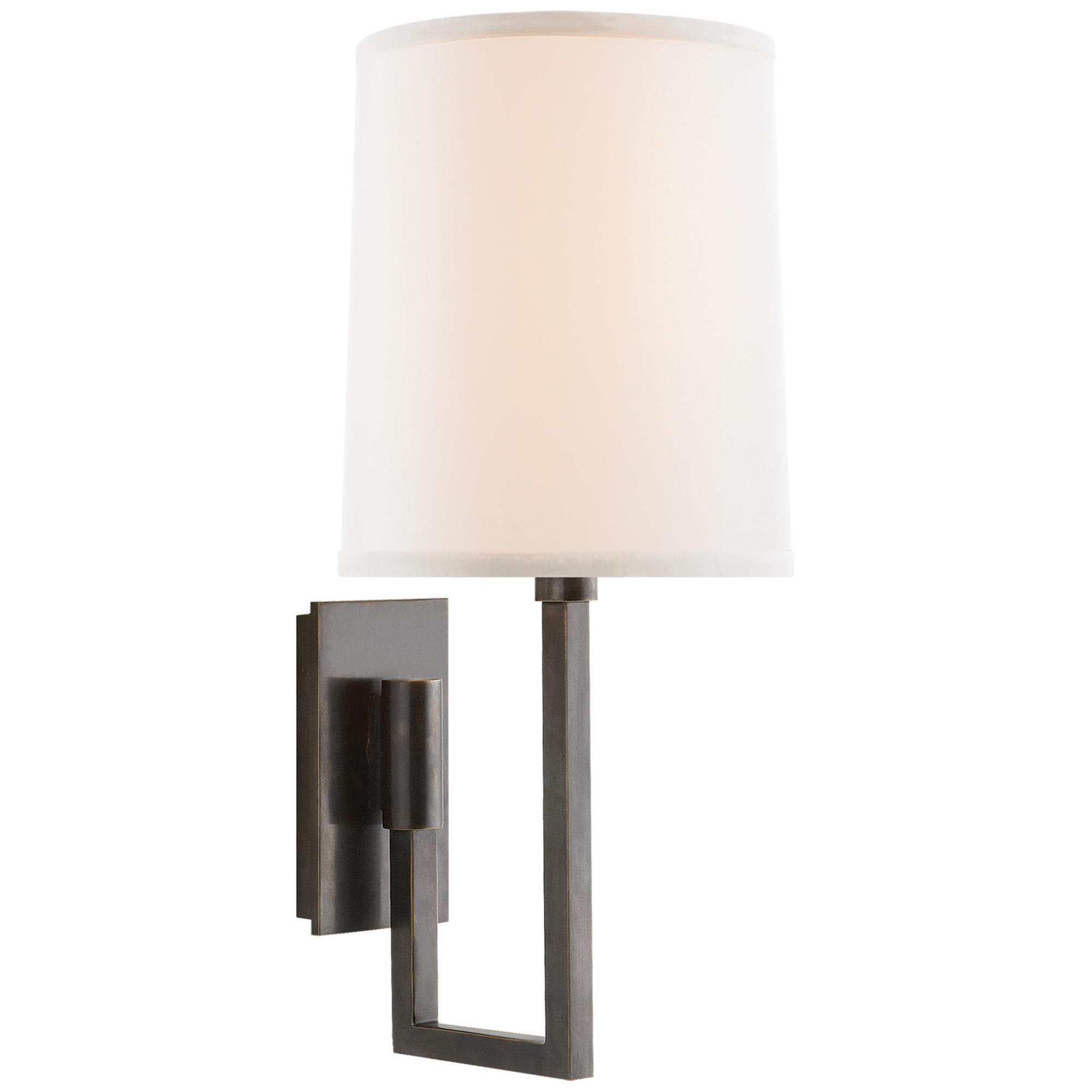 Shown in Bronze finish and Linen shade