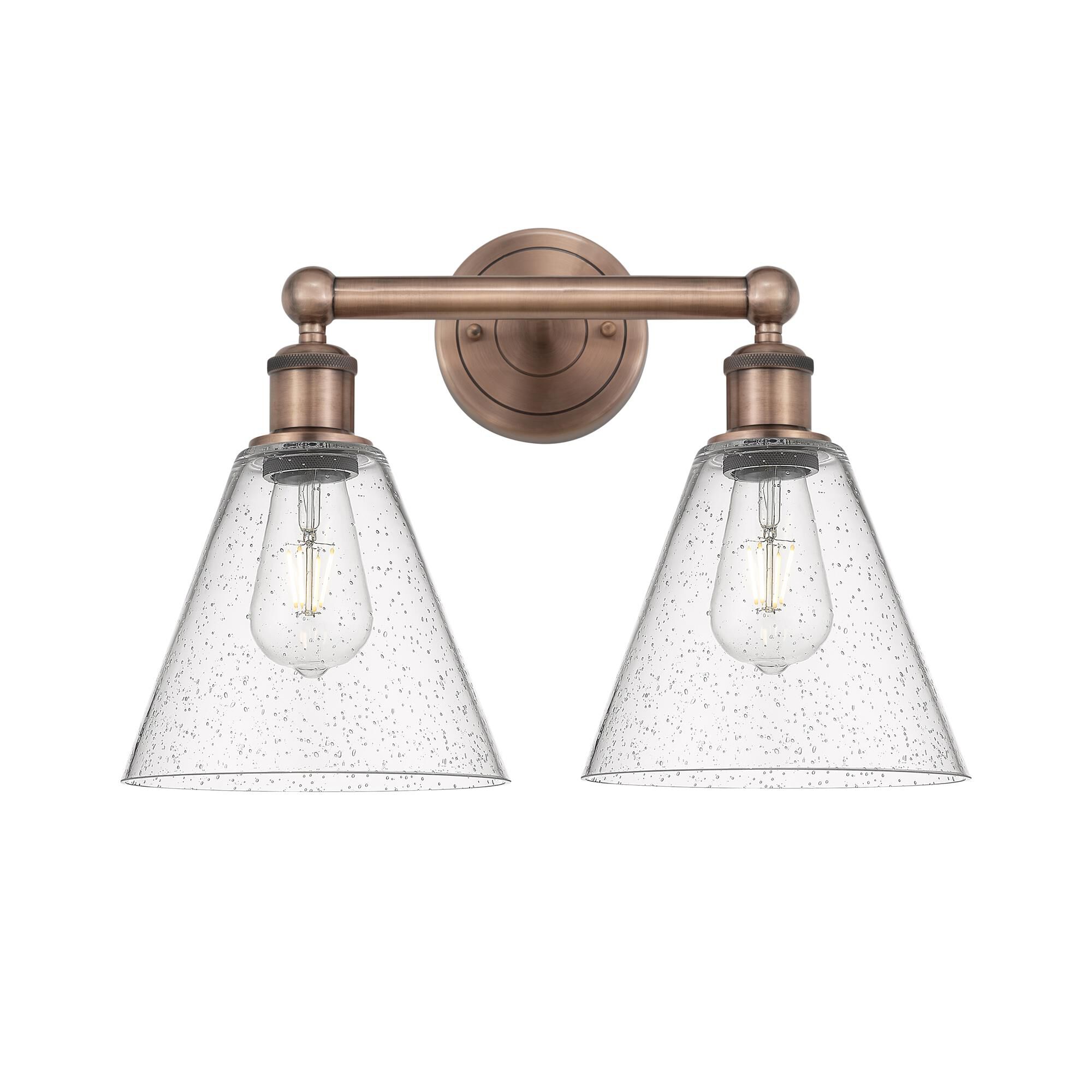 Shown in Antique Copper finish and Seedy glass