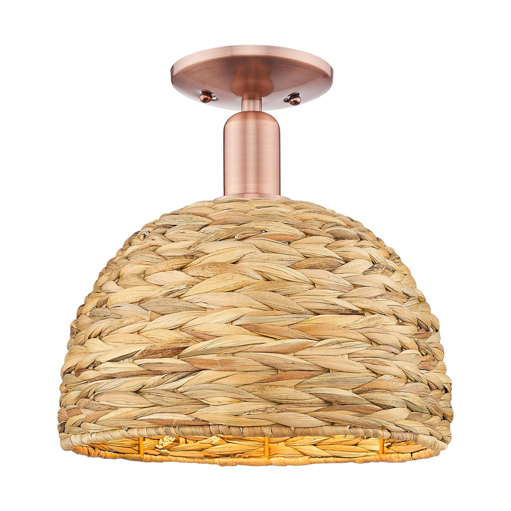 Bruno Marashlian Woven Rattan 12 Inch Semi Flush Mount by Innovations Lighting