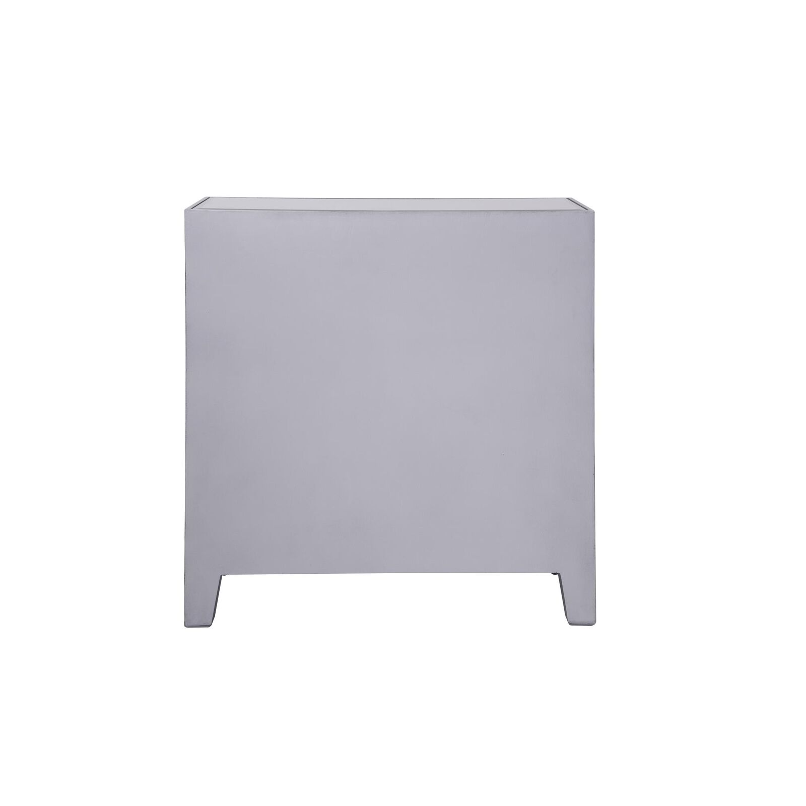 Side profile of a rectangular storage cabinet.