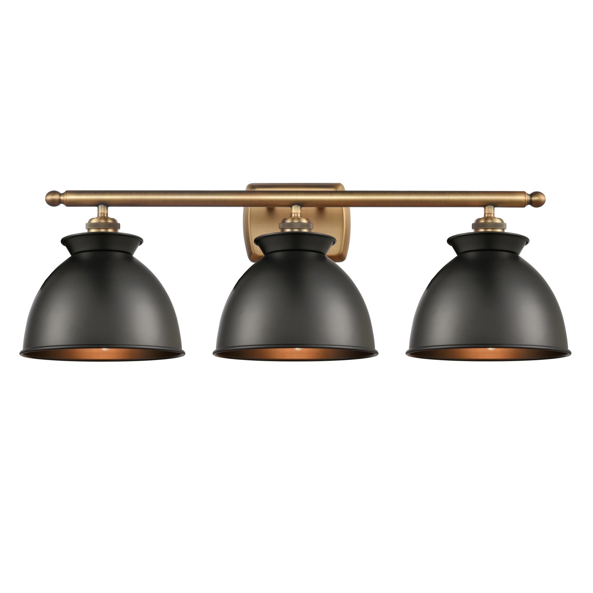 Shown in Brushed Brass finish and Dome glass and Metal shade