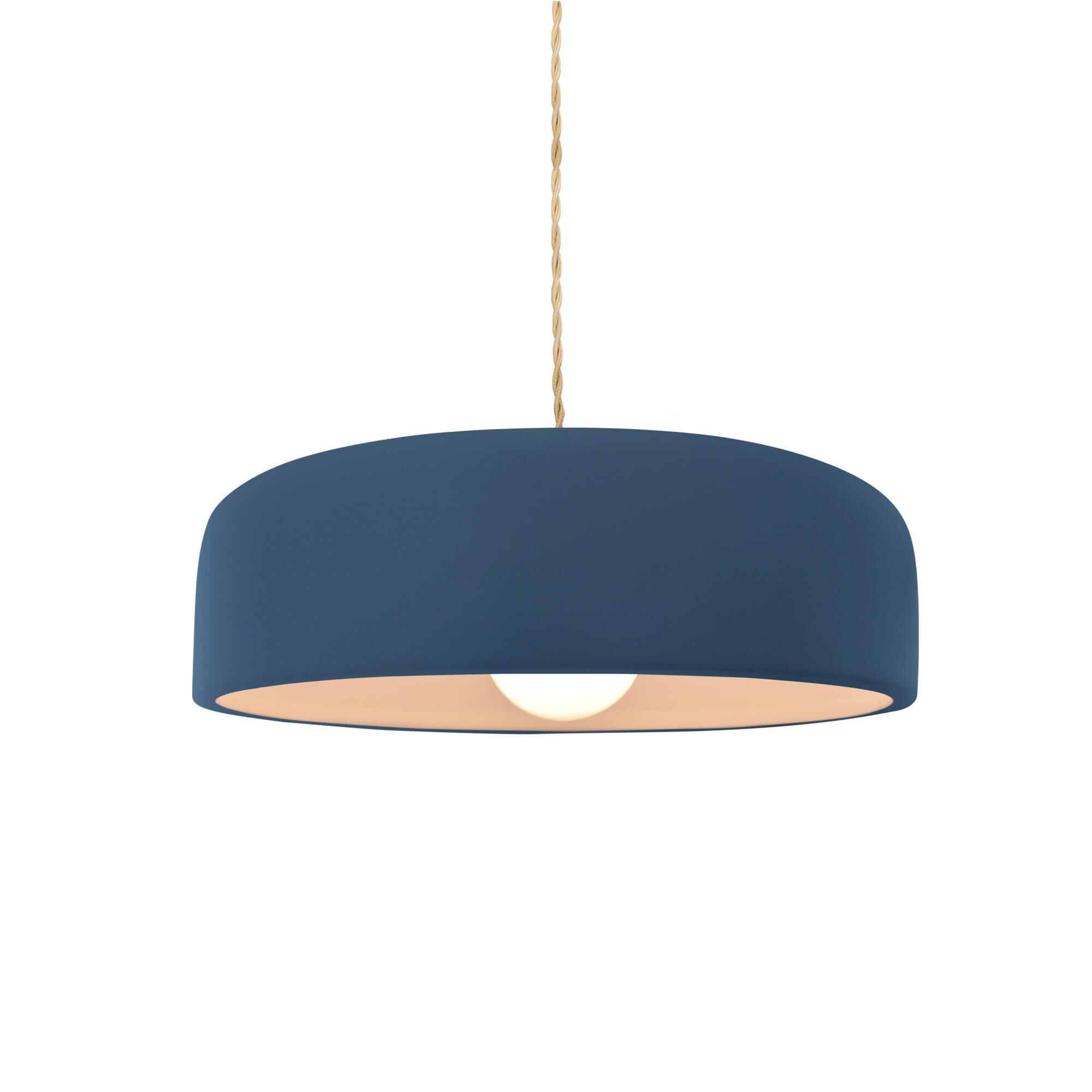 Shown in Brushed Nickel finish and Midnight Sky With Matte White Internal Finish shade