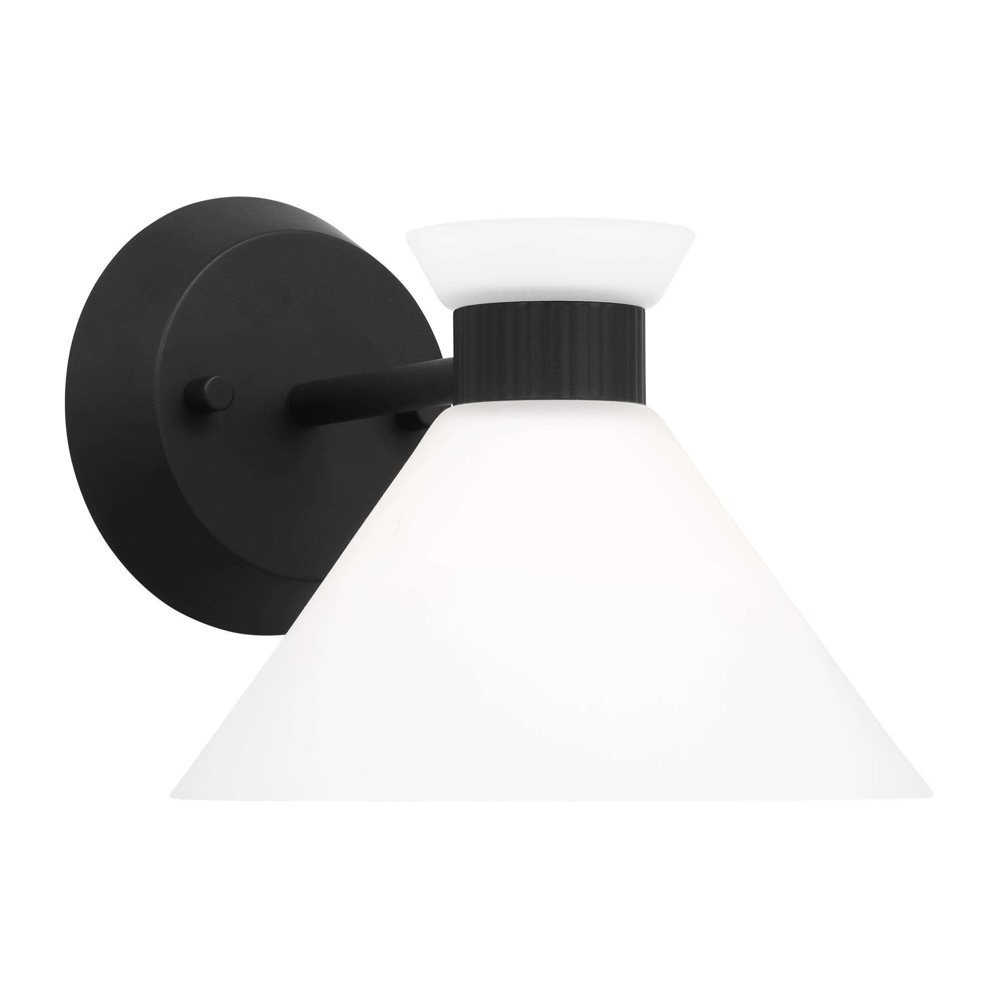Shown in Midnight Black finish and Etched White Glass s shade