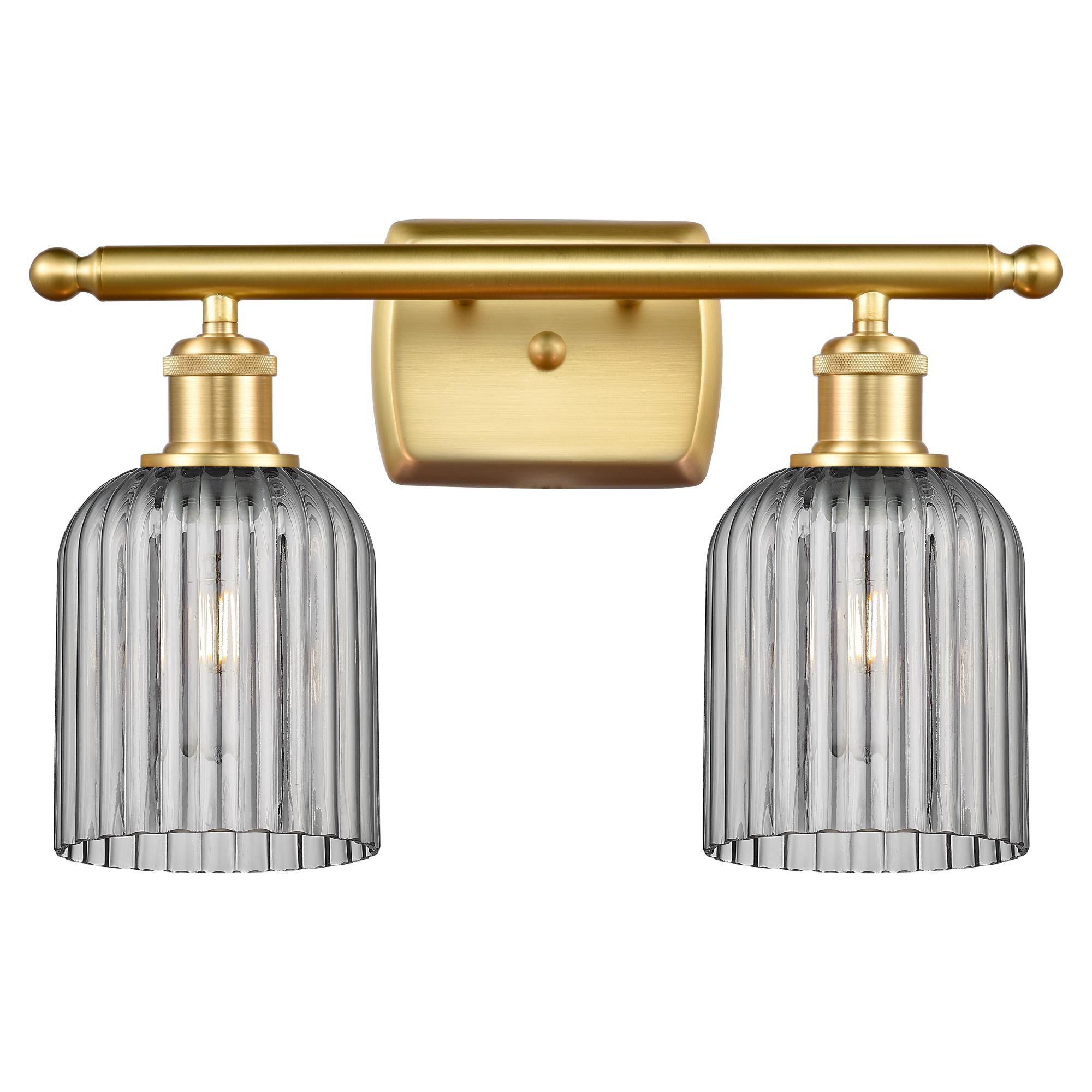 Shown in Satin Gold finish and Light Smoke shade