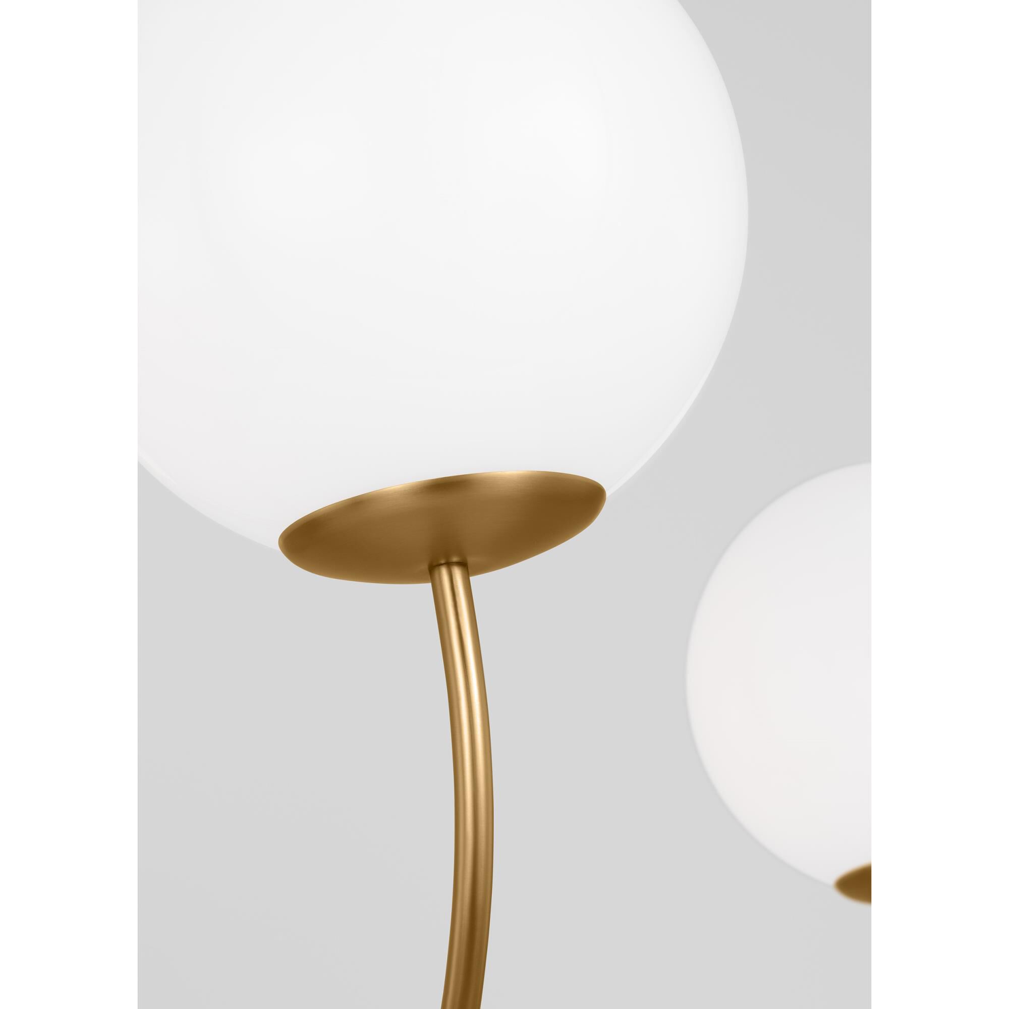 Shown in Burnished Brass finish and Milk glass