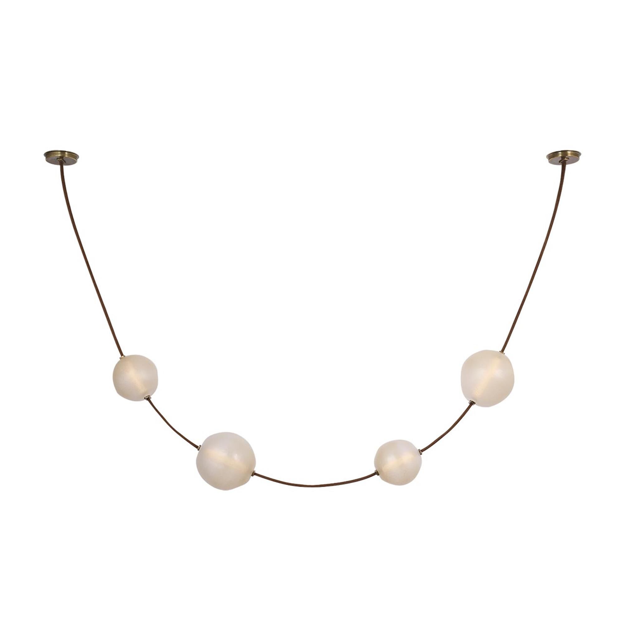 Shown in Russet Suede And Mottled Brass finish and Fizzy Nude glass