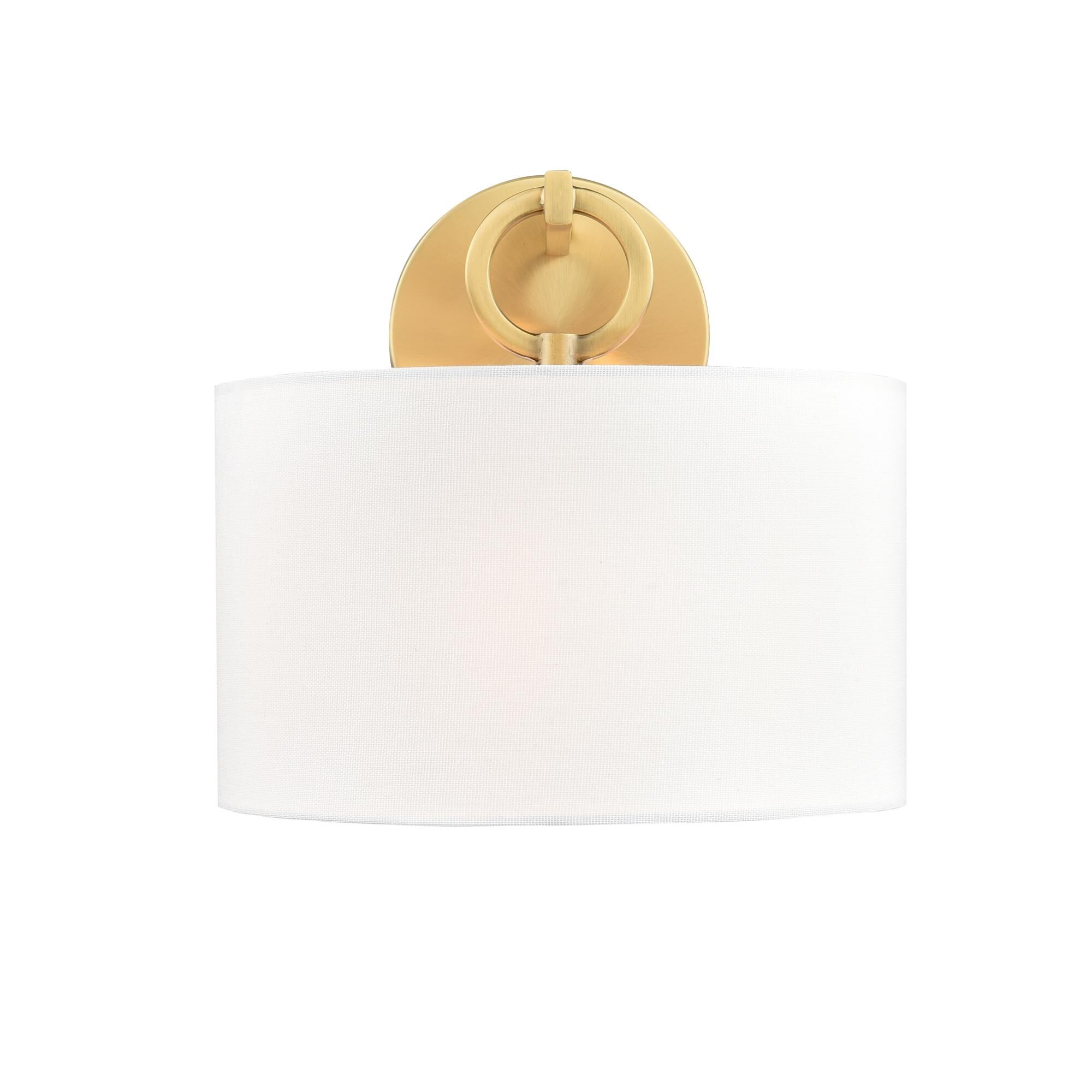 Shown in Vintage Brass finish and Linen shade