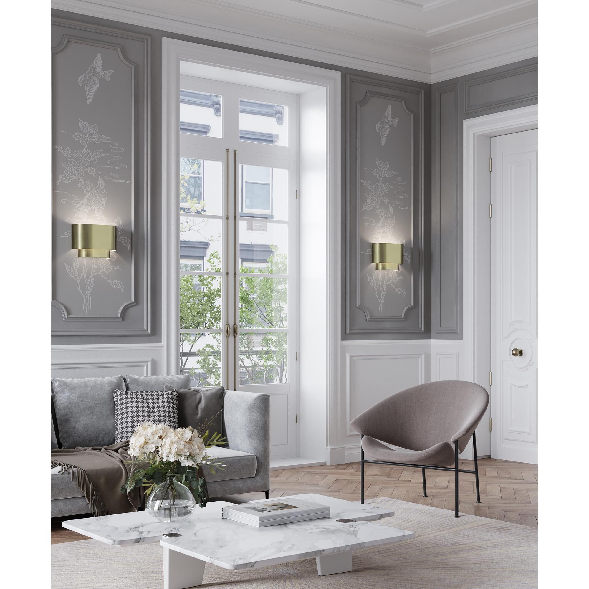 Shown in Antique Brass finish and Antique Brass Metal with Shiny White Inside shade