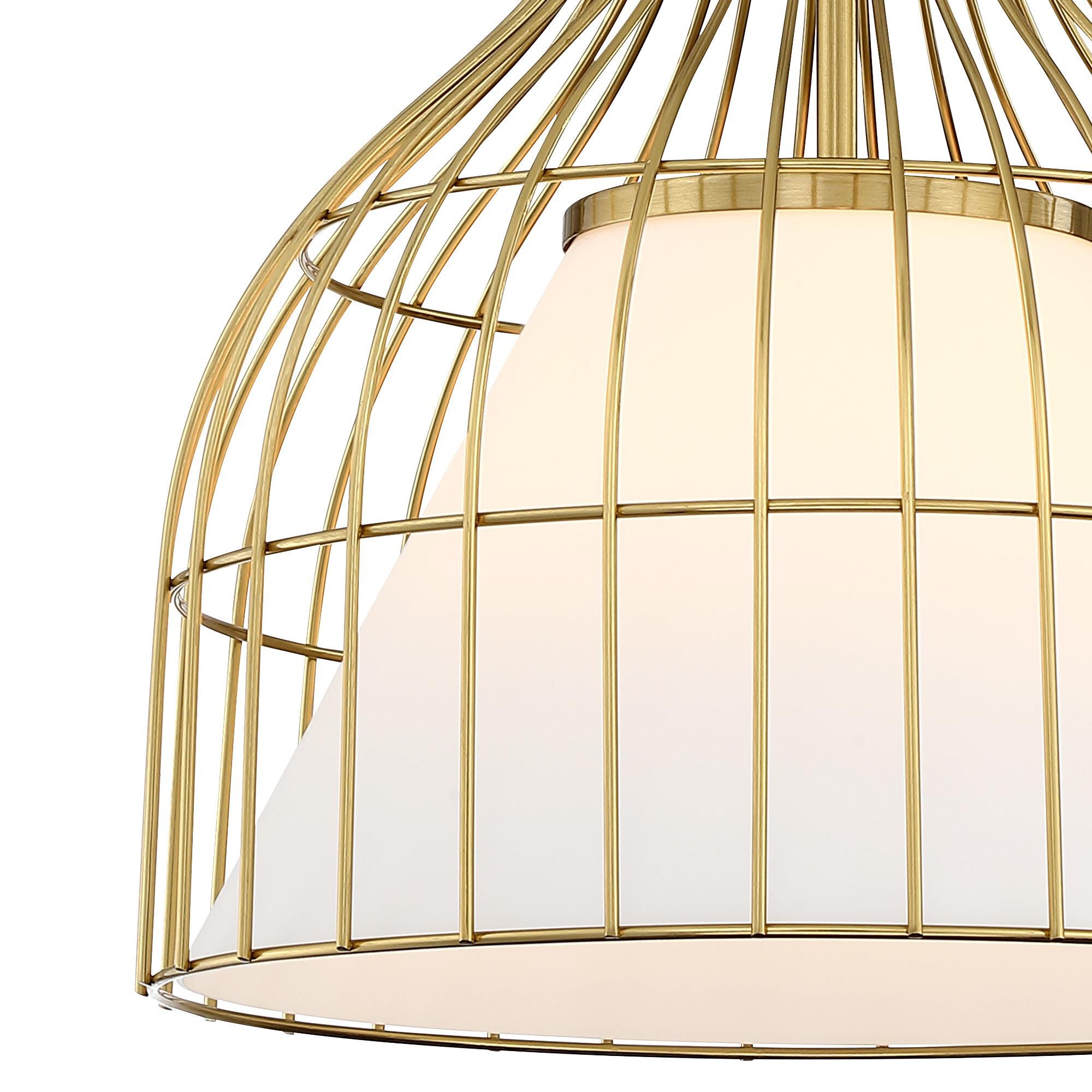 Shown in Brushed Gold finish and Etched Opal glass