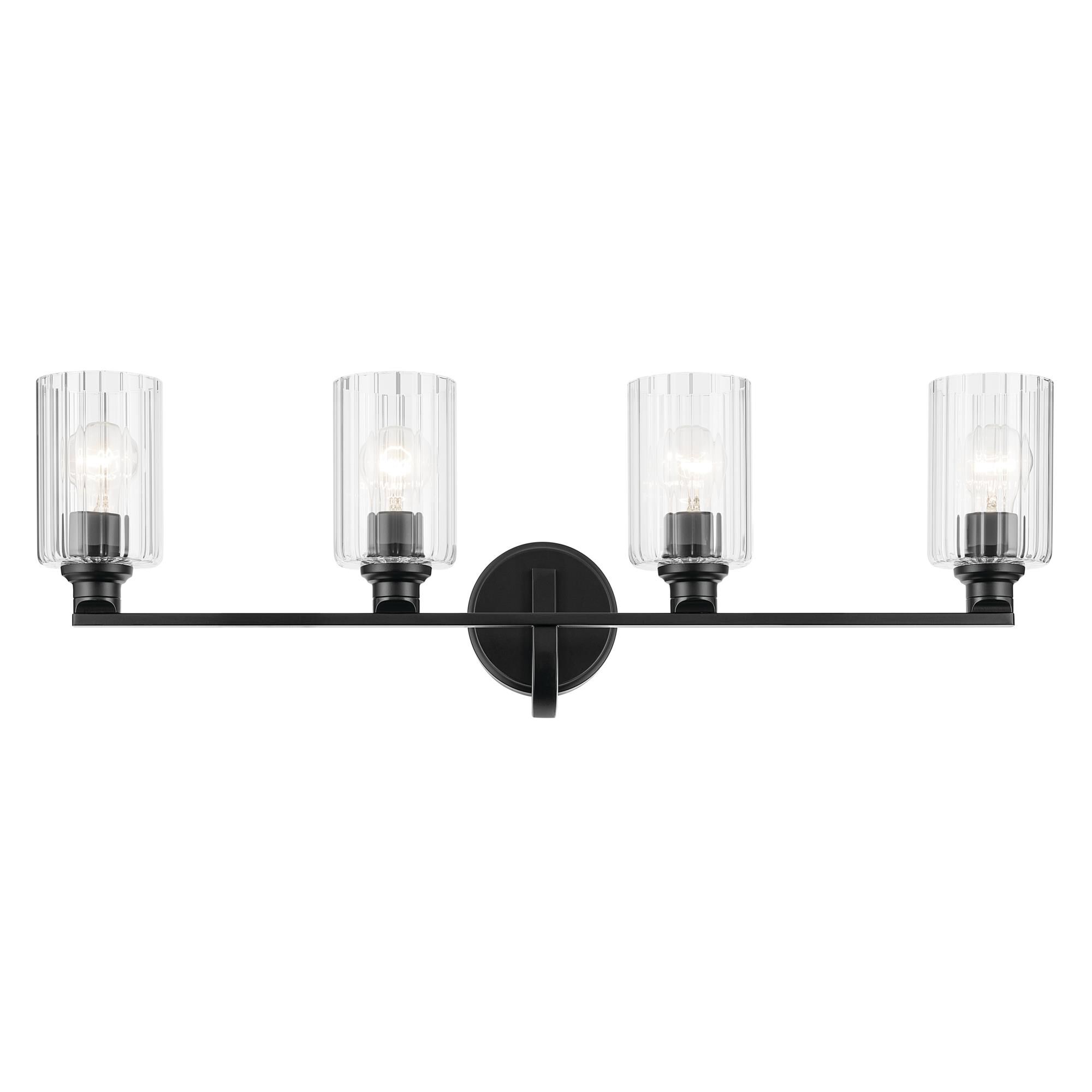 Shown in Black finish and Clear Fluted glass