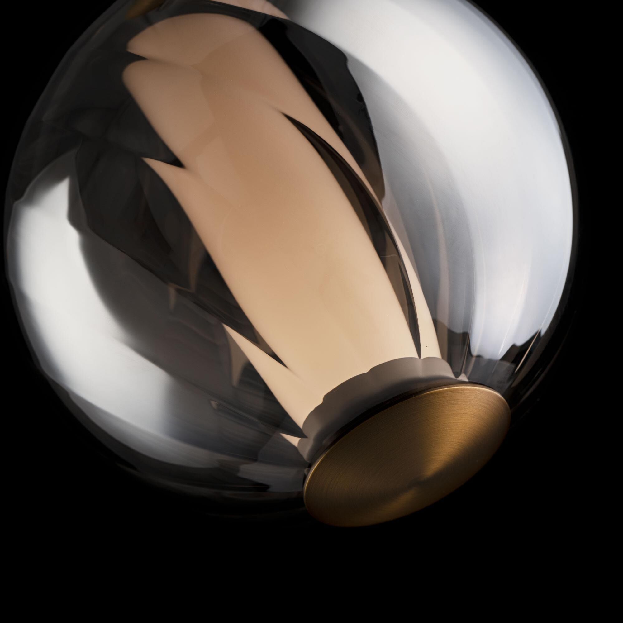 Shown in Aged Brass finish and Smoke glass