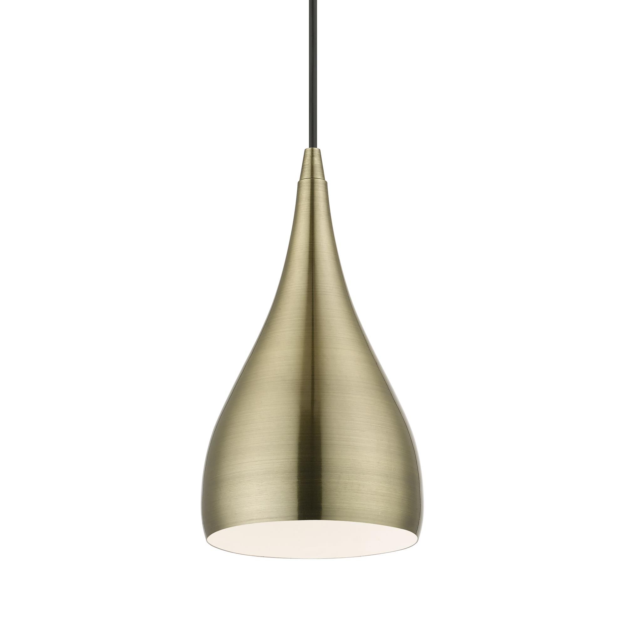 Shown in Antique Brass finish and Antique Brass with White Inside shade