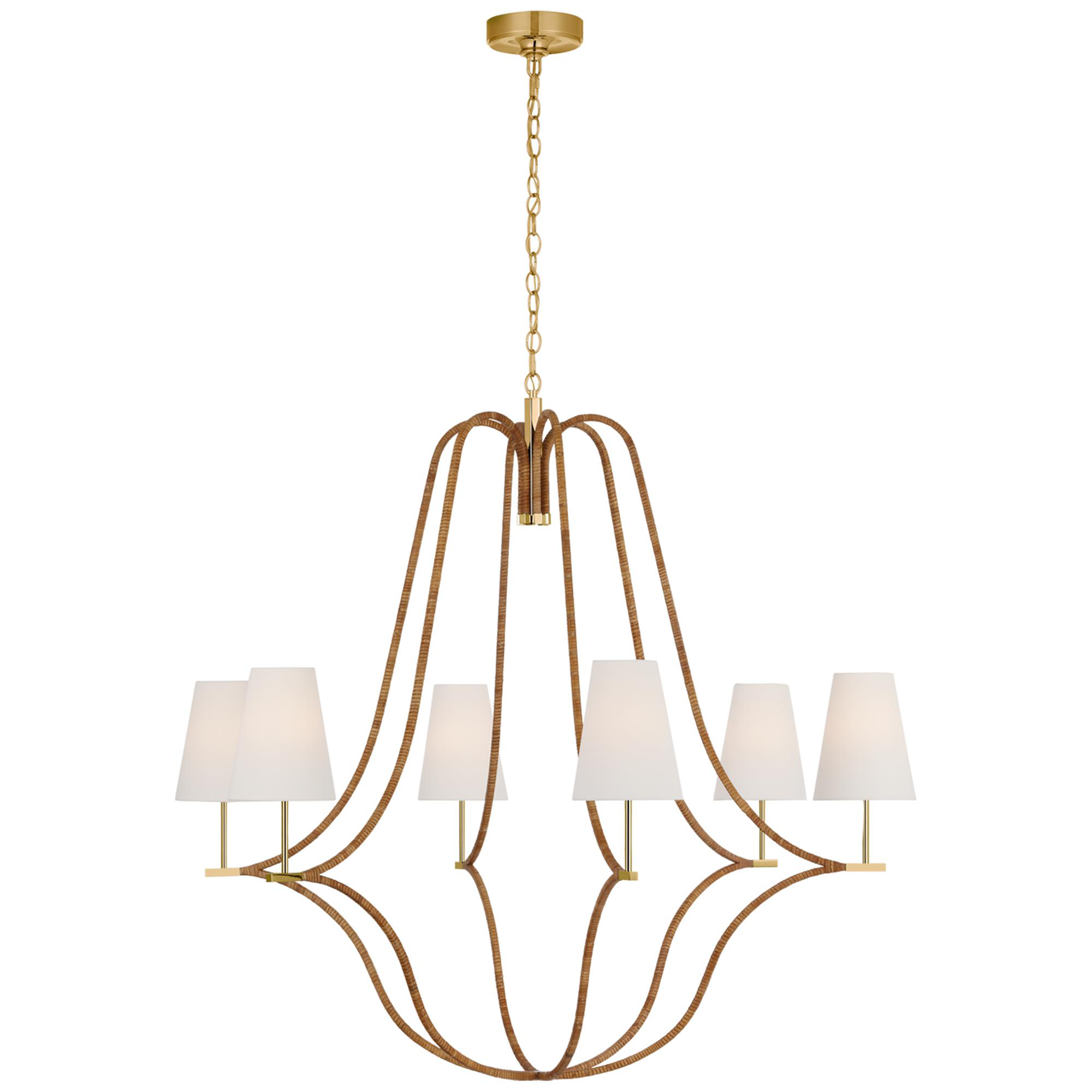 Shown in Antique-Burnished Brass and Natural Rattan finish