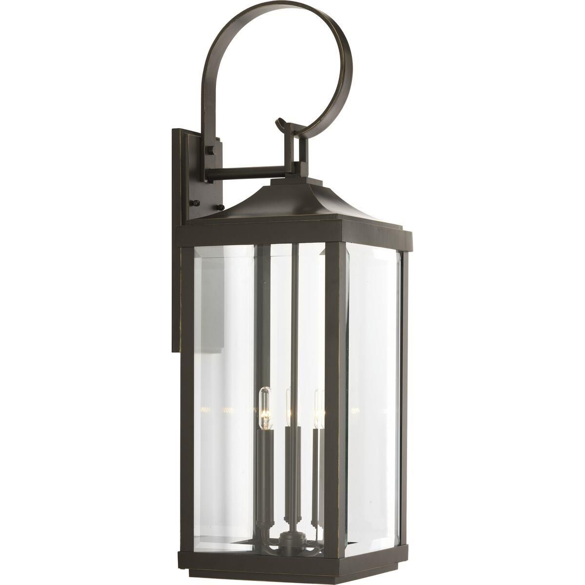 Shown in Antique Bronze finish and Clear Beveled glass
