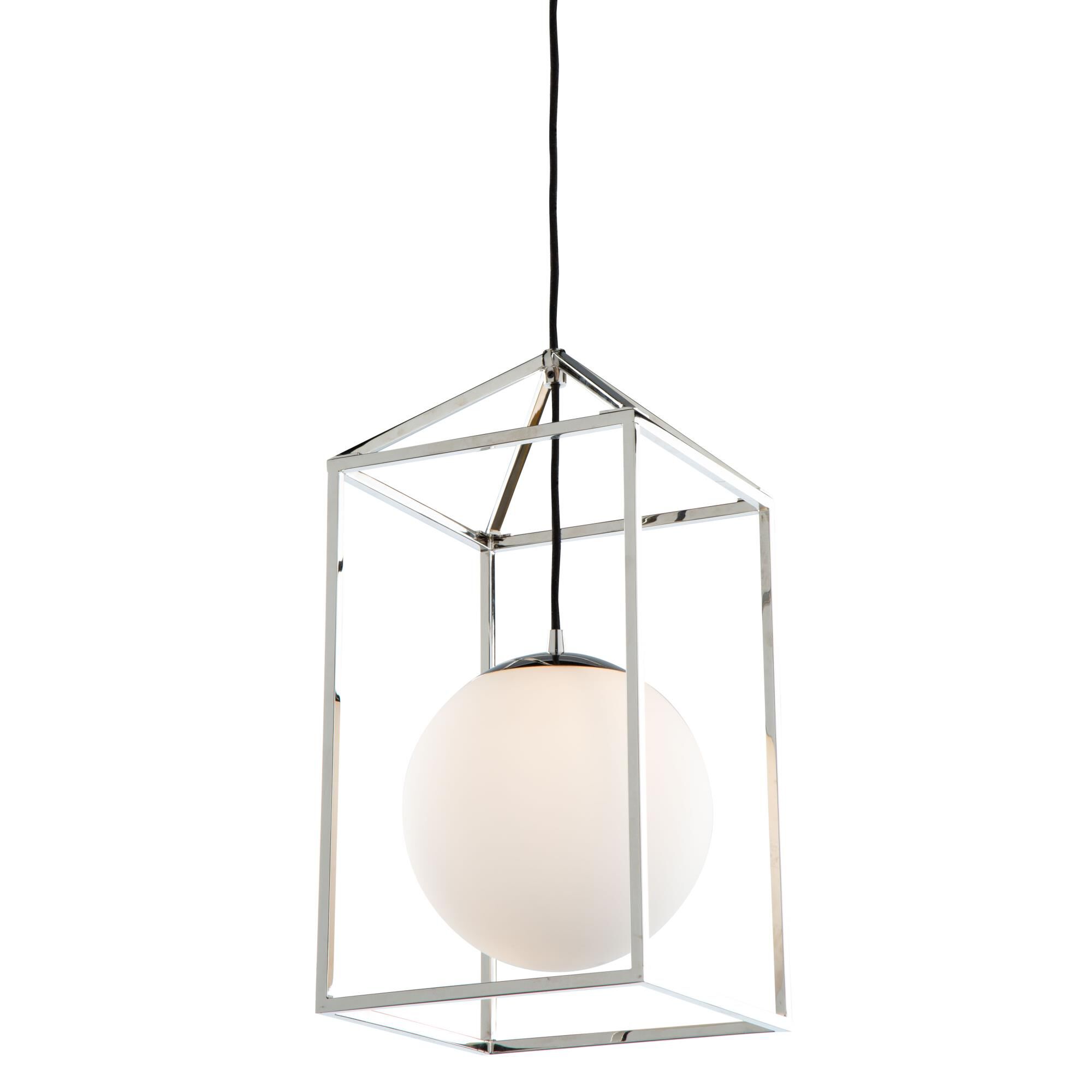 Shown in Polished Nickel finish and Glass shade