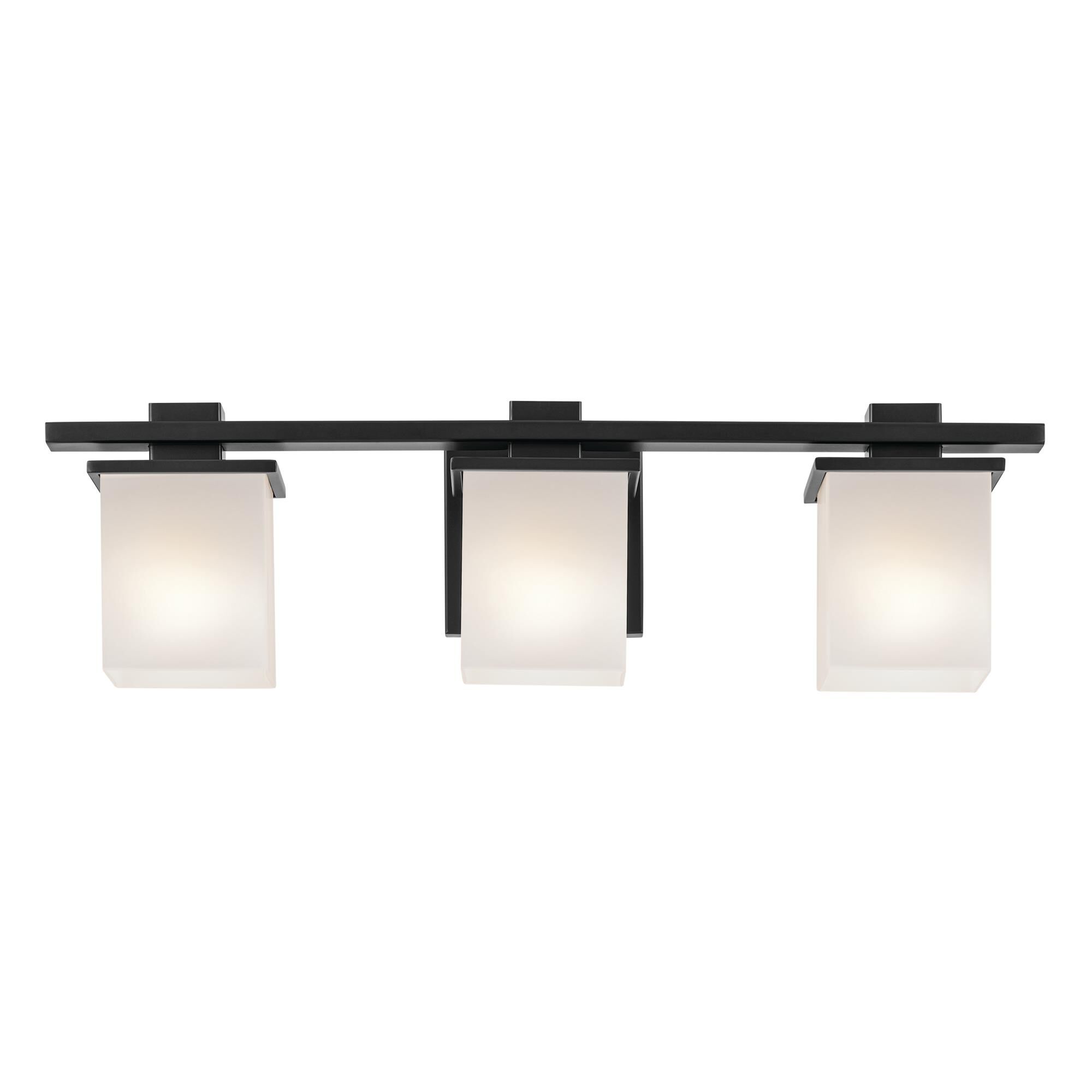 Shown in Black finish and Satin Etched Cased Opal glass