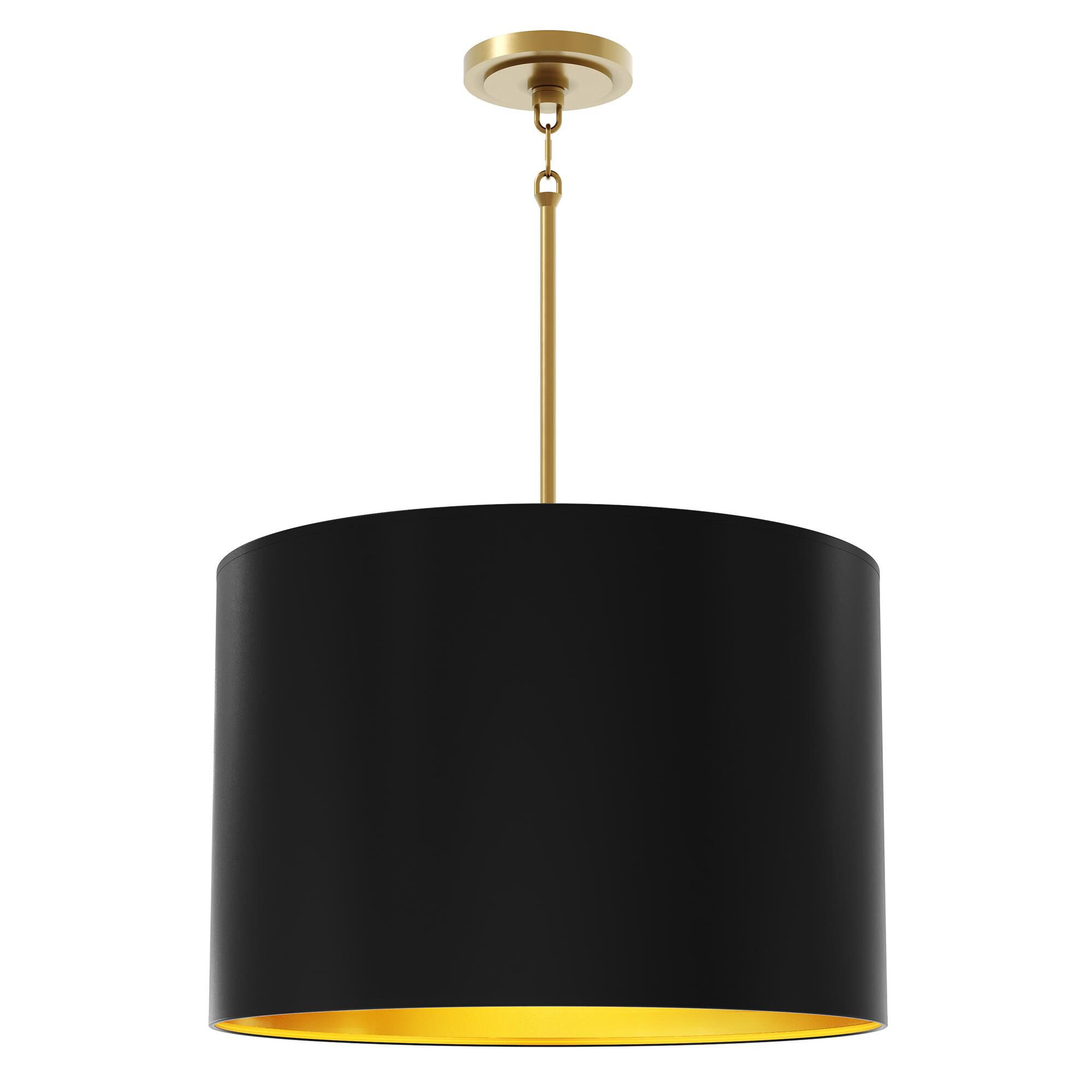 Shown in Modern Brass finish and Matte Obsidian with Matte Gold Interior shade