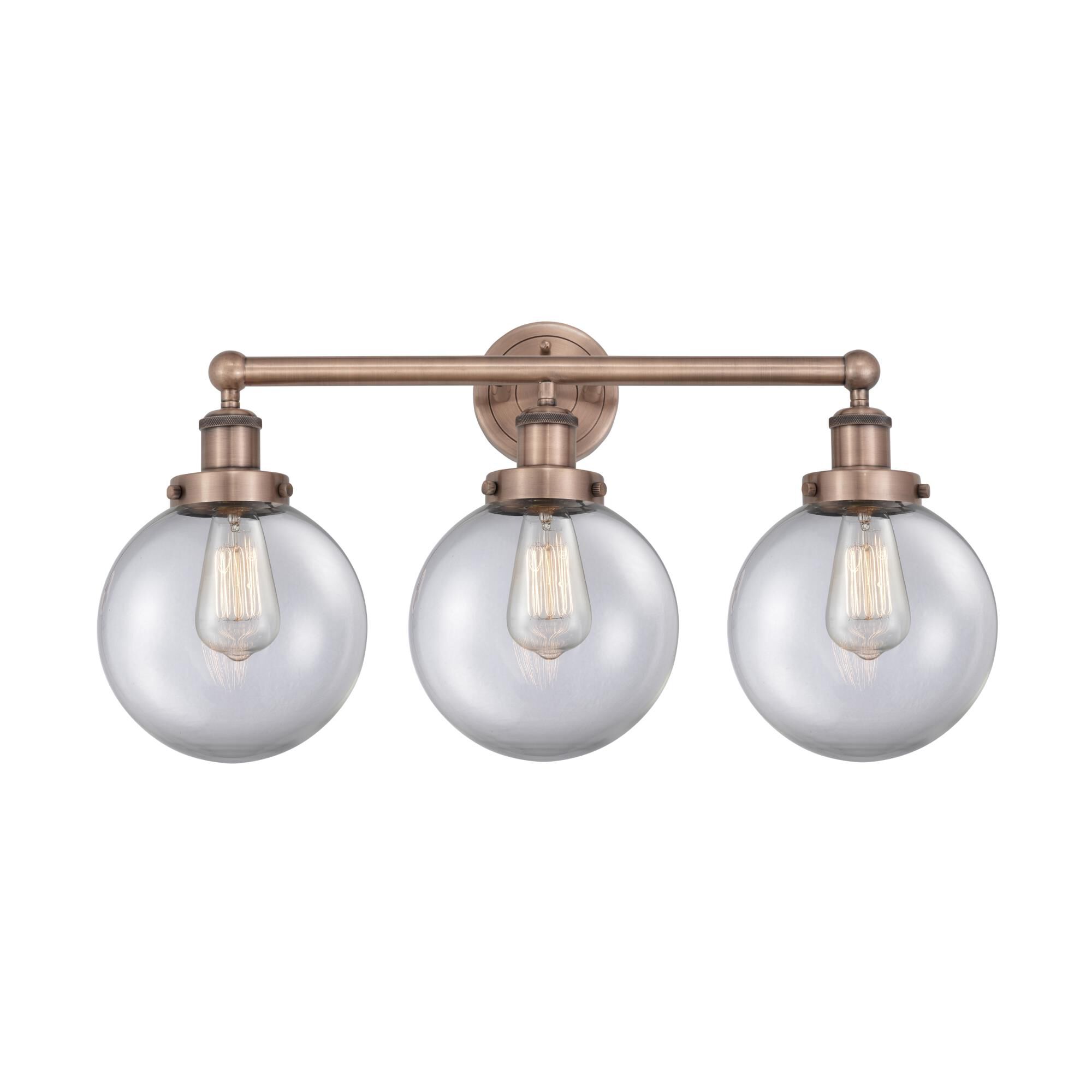 Shown in Antique Copper finish and Clear glass