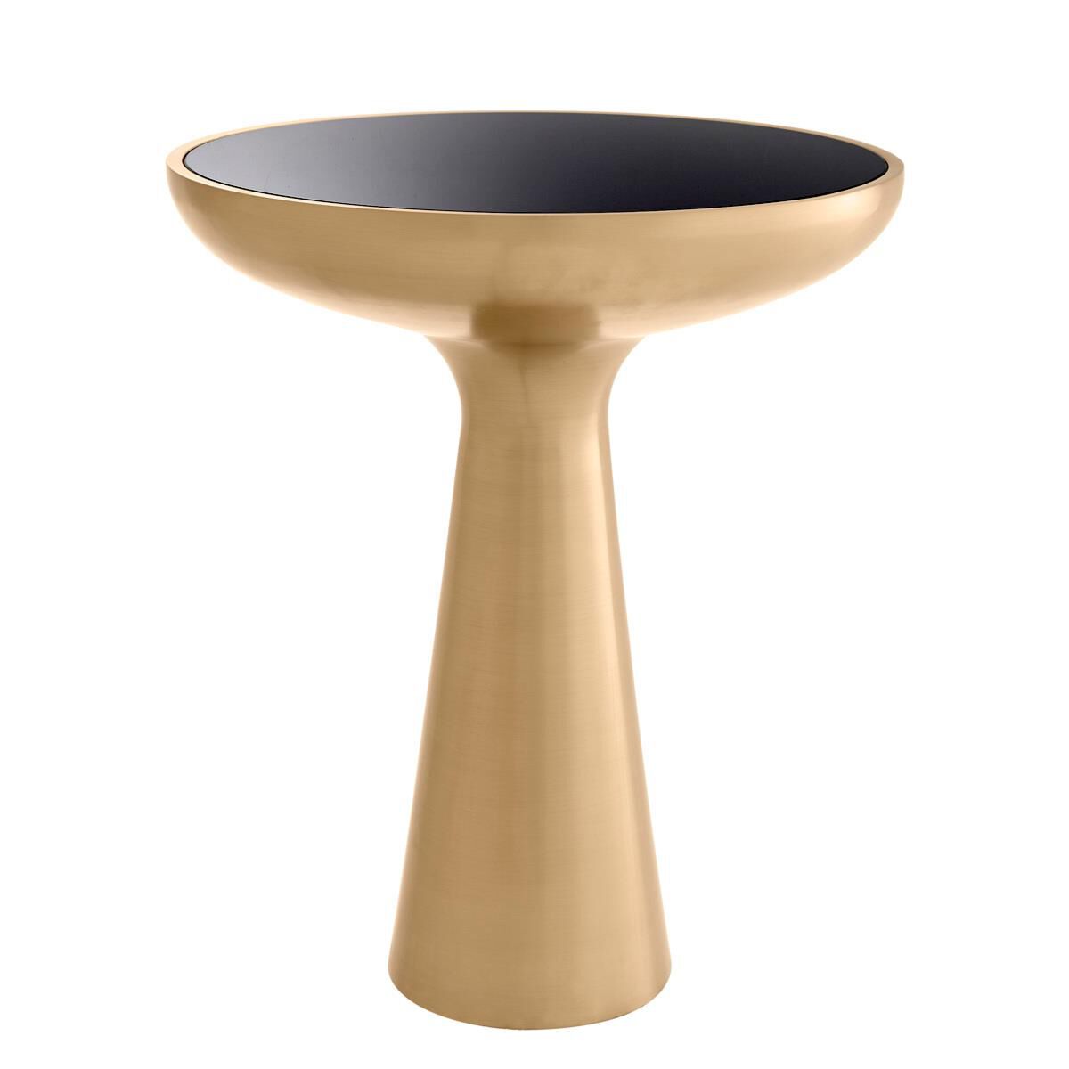 Shown in Brushed Brass with Black Glass finish