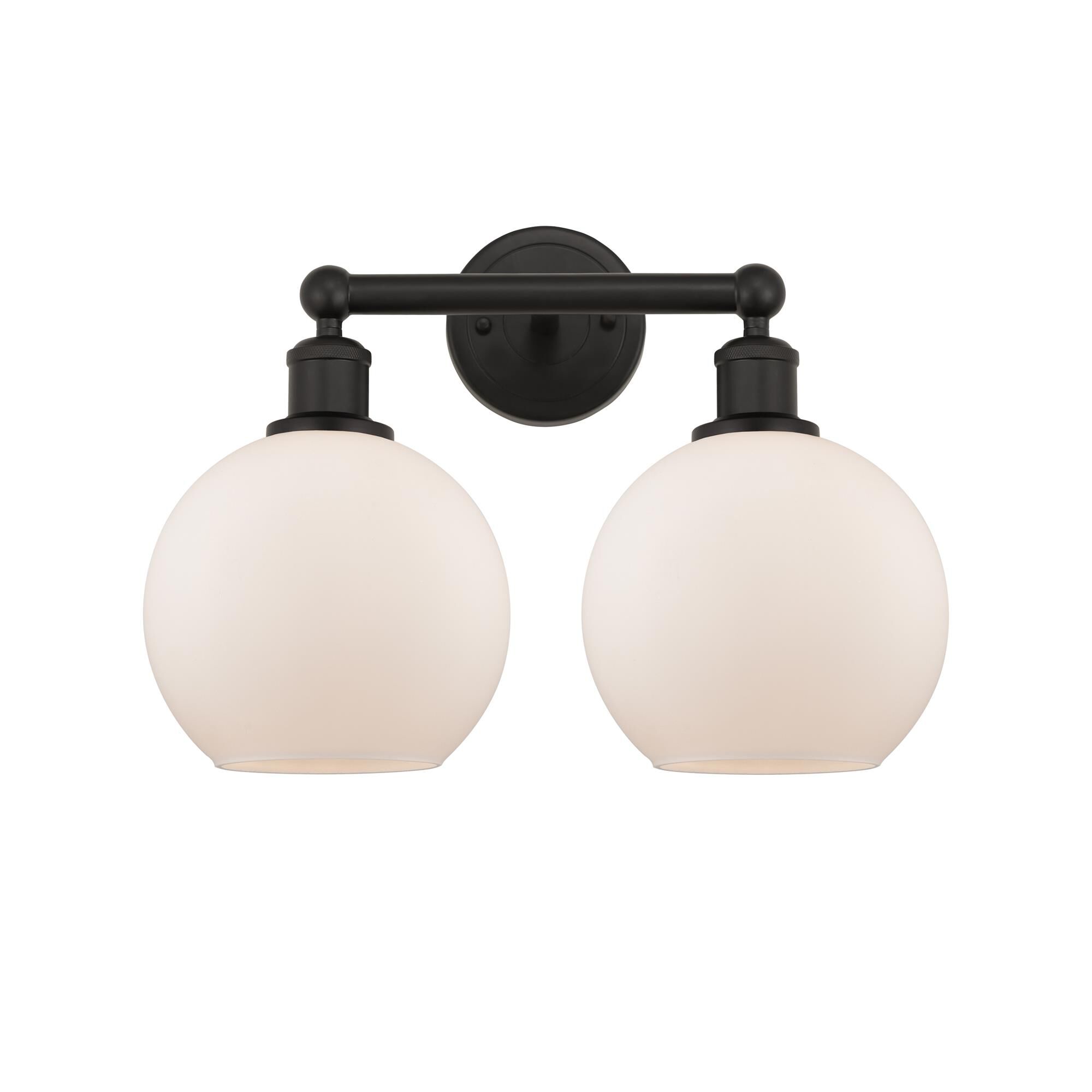 Shown in Oil Rubbed Bronze finish and Matte White glass