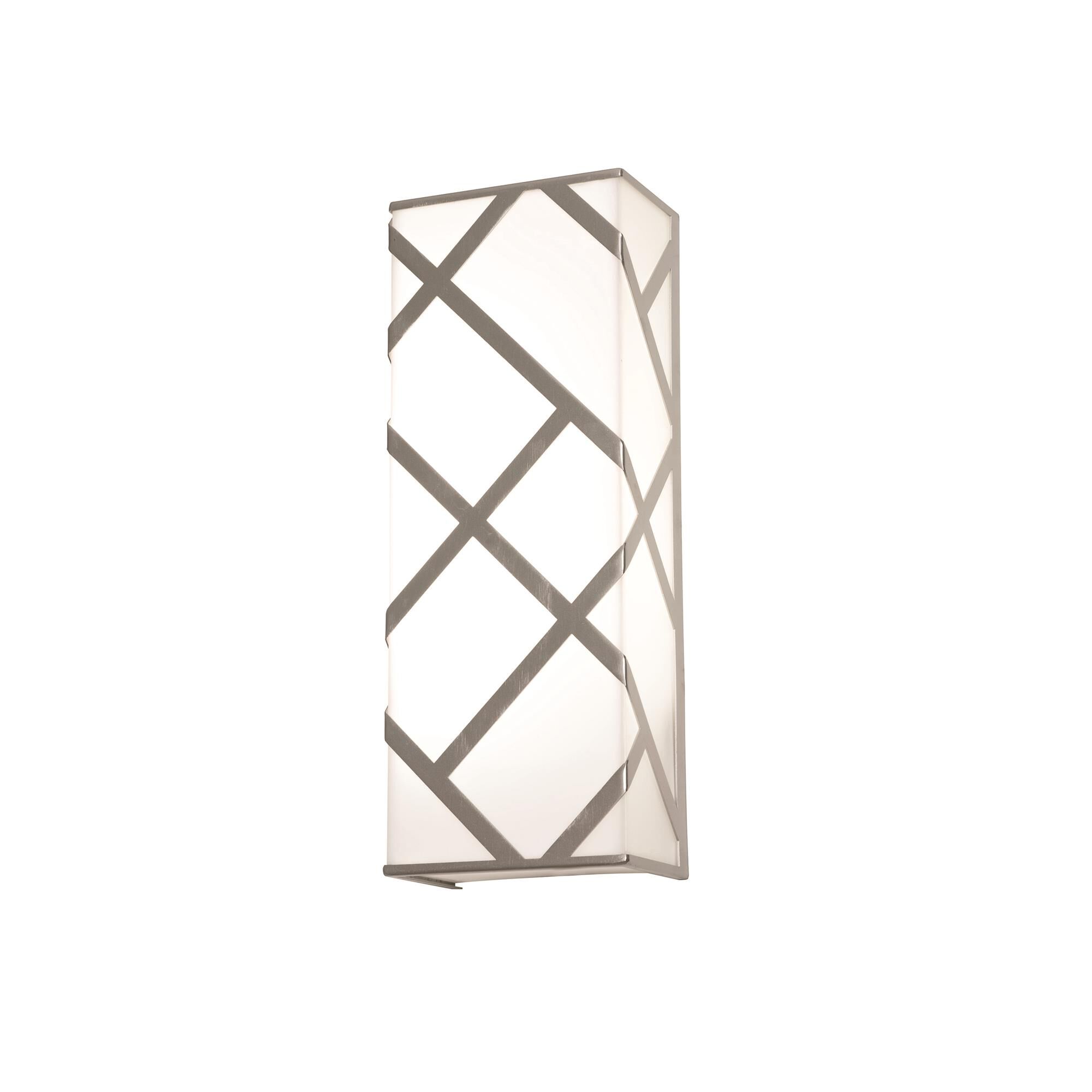 Shown in Satin Nickel finish and White Acrylic shade