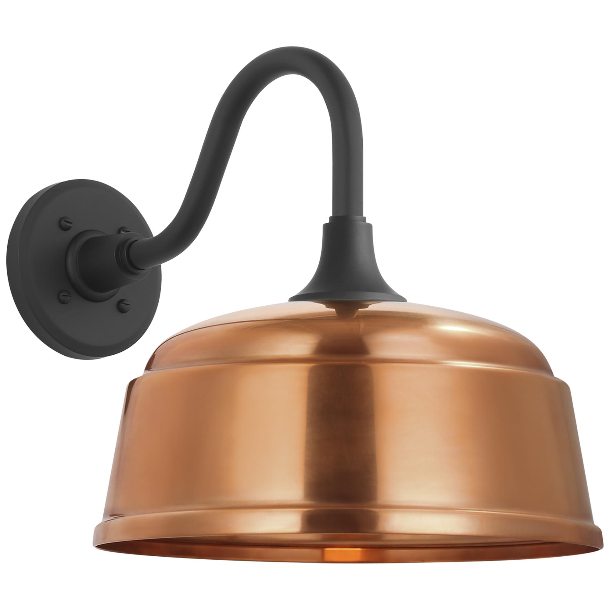 Shown in Matte Black finish and Soft Copper Rockhouse shade