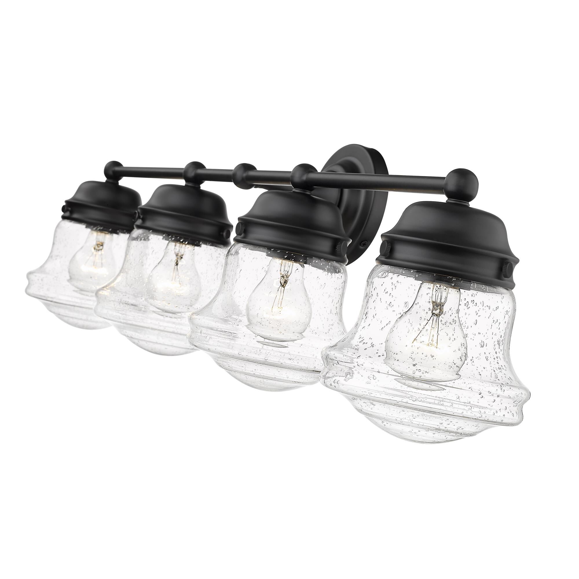 Shown in Matte Black finish and Glass shade