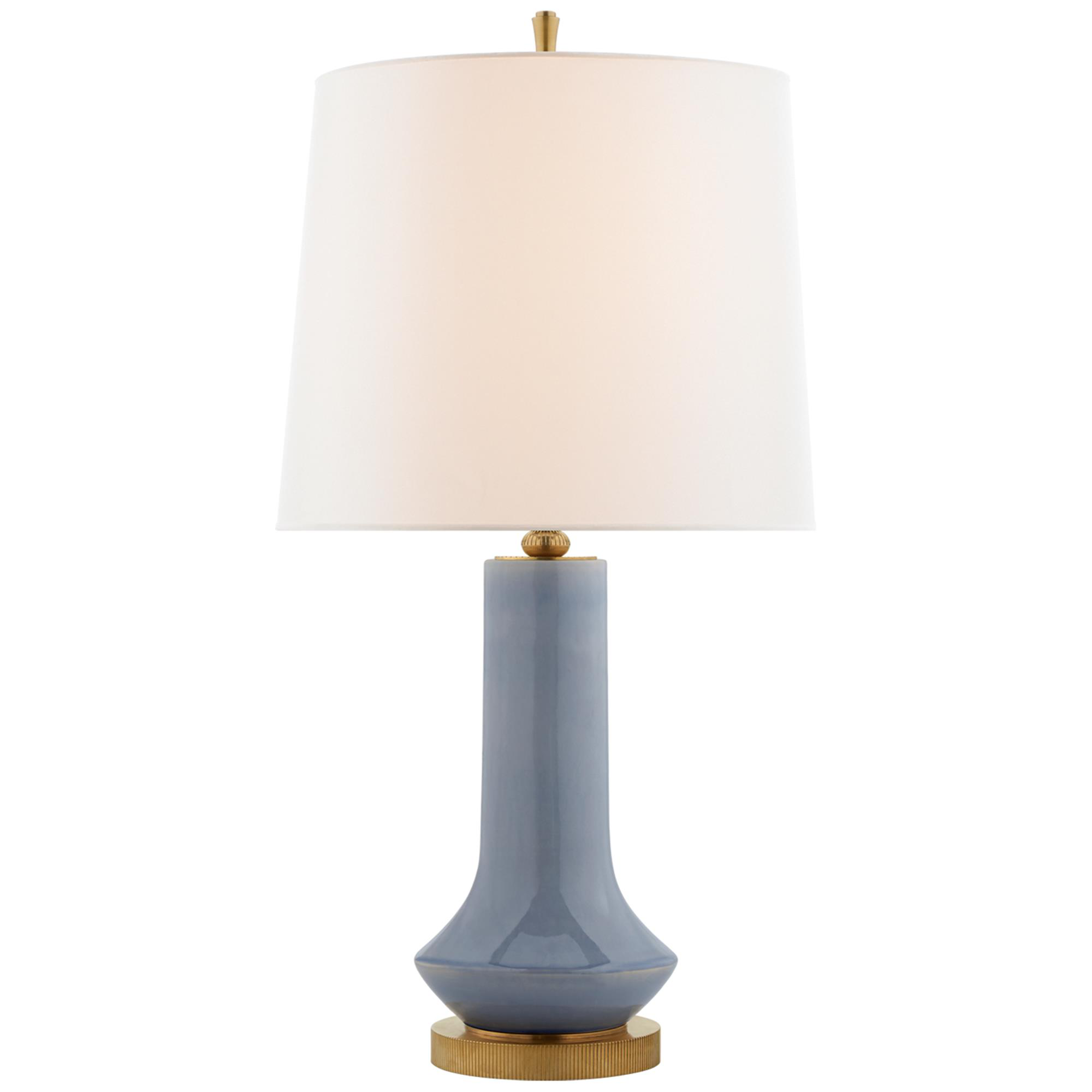 Shown in Polar Blue Crackle finish and Linen shade