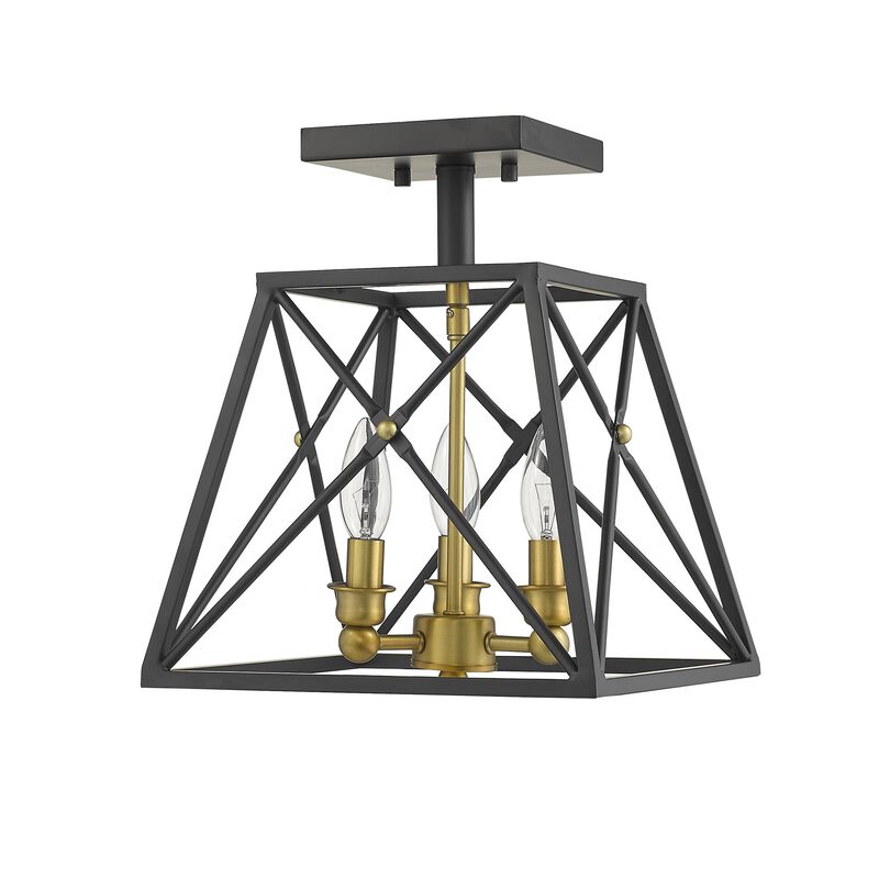 Trestle 11 Inch 3 Light Semi Flush Mount by Z-Lite