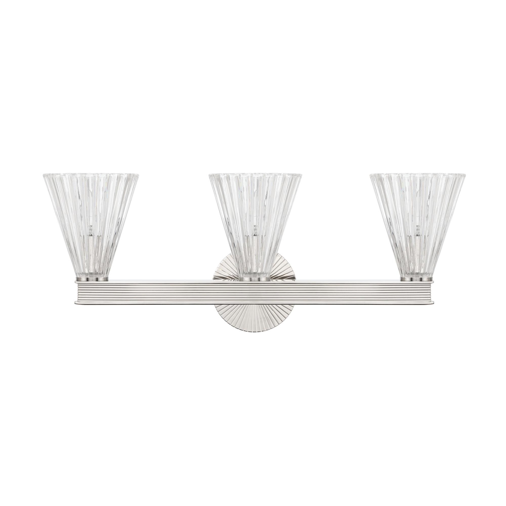Shown in Polished Nickel finish and Glass shade
