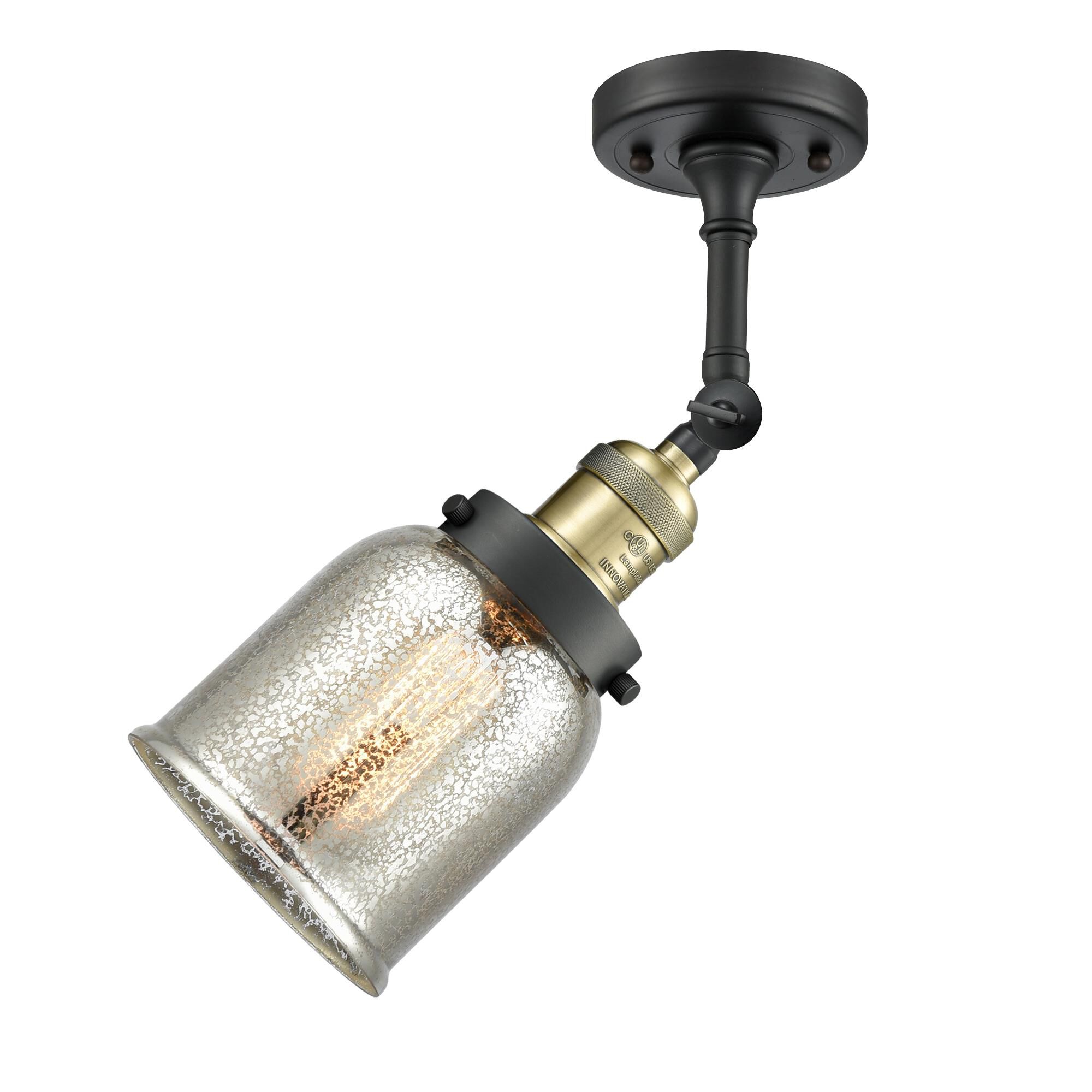 Shown in Black Antique Brass finish and Silver Mercury glass and None accent