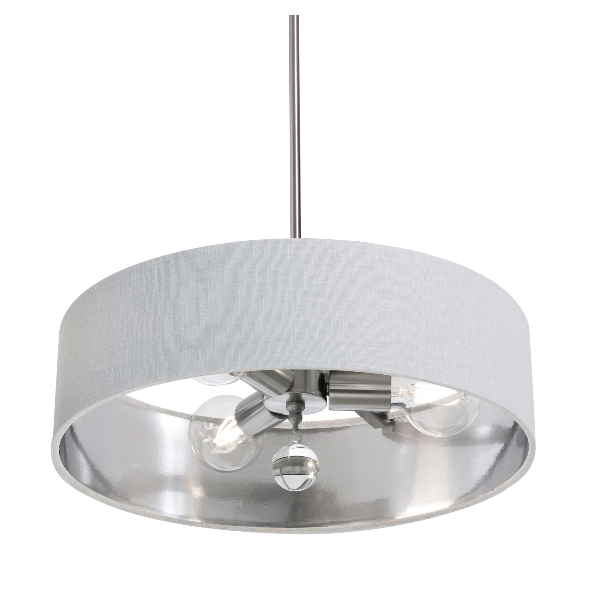 Shown in Satin Nickel, White, Silver finish and White/Silver shade