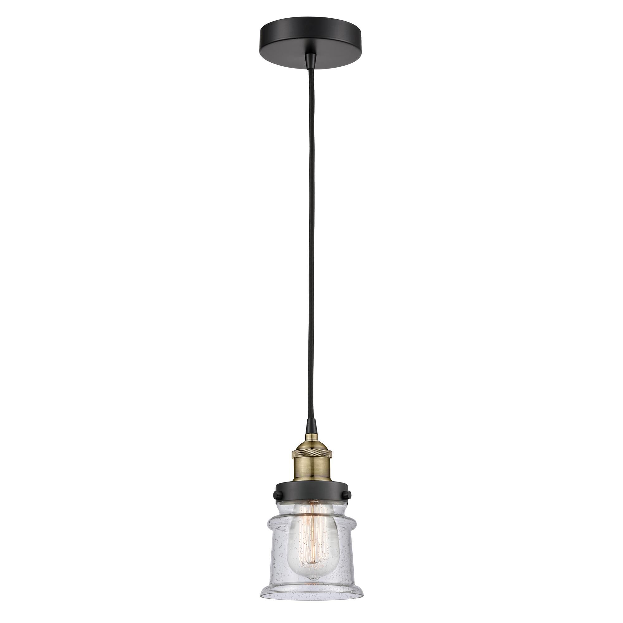 Shown in Black Antique Brass finish and Seedy glass
