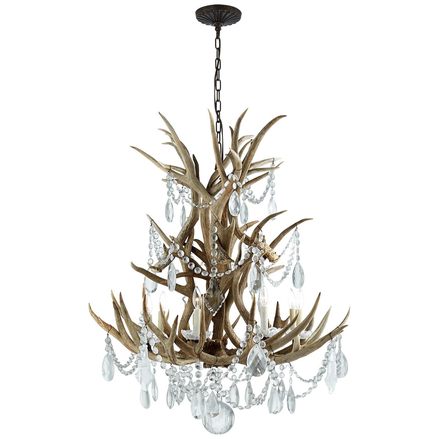Shown in Natural Bone finish and Antiqued Crystal glass