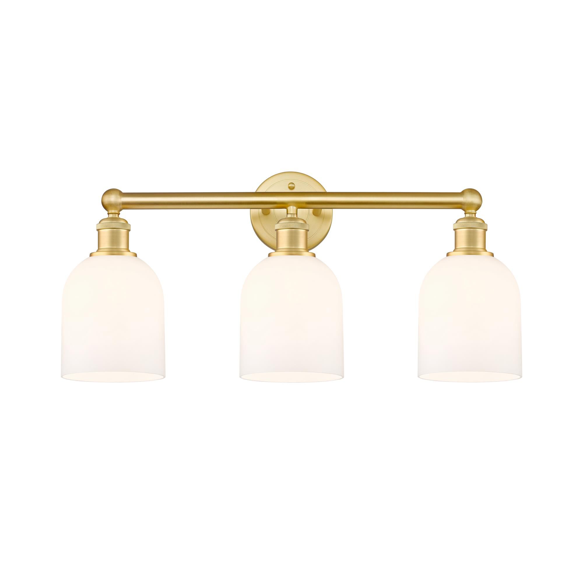 Shown in Satin Gold finish and Glossy White glass