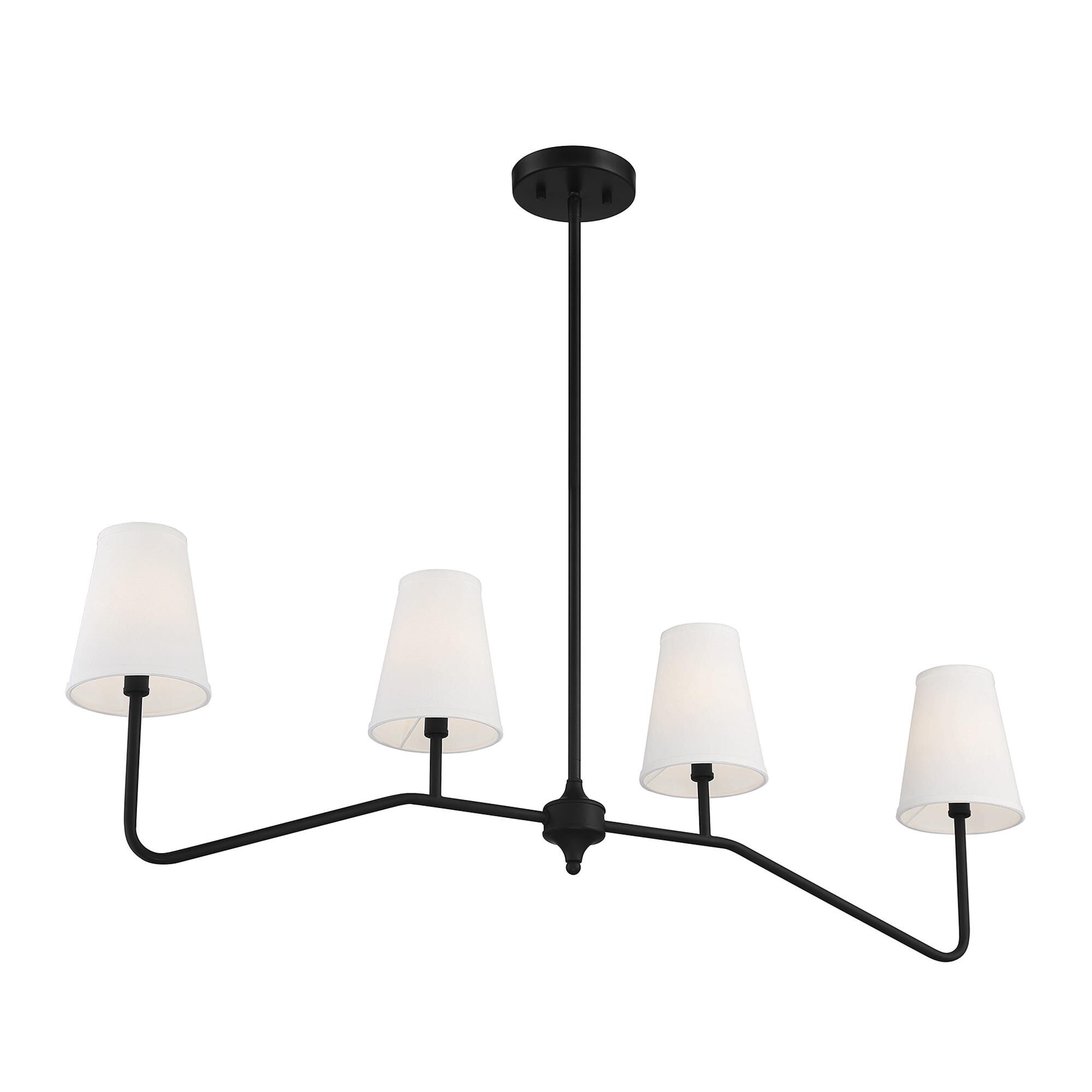Shown in Matte Black finish and White Fabric shade