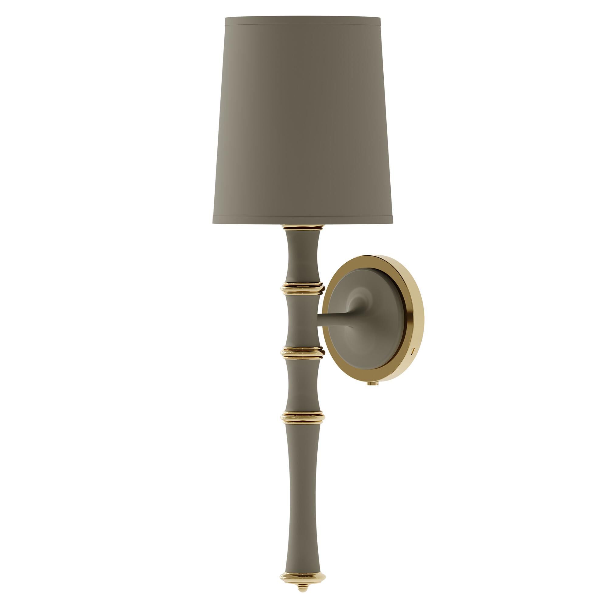 Shown in Matte Smokey finish and Celadon shade and Modern Brass  accent
