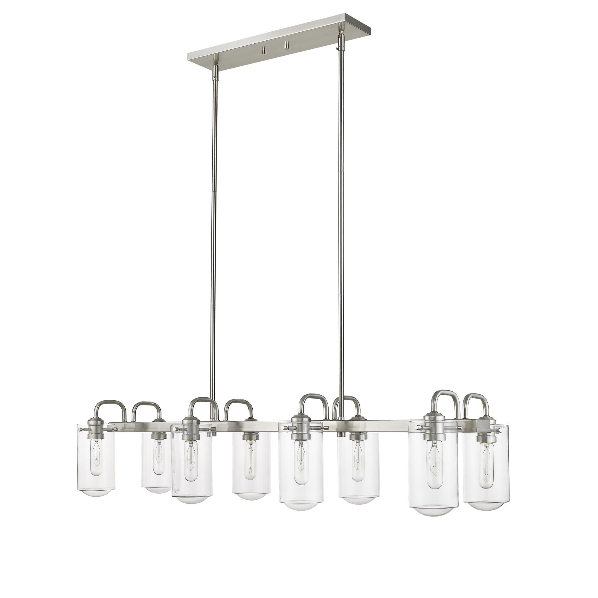 Shown in Brushed Nickel finish and Glass shade