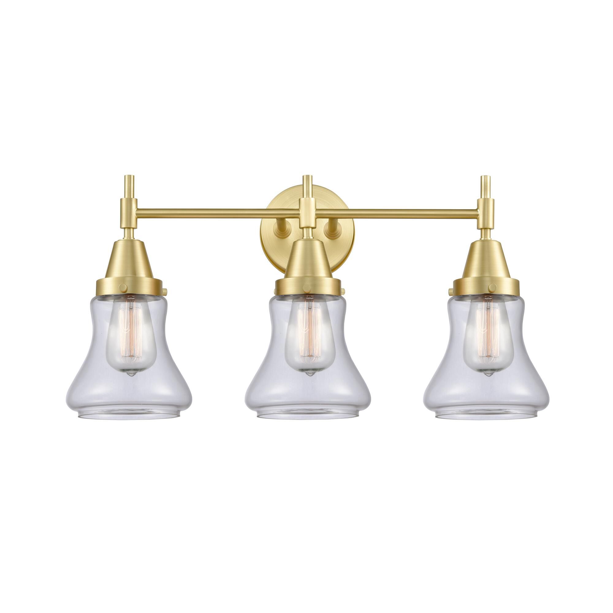 Shown in Satin Brass finish and Clear Large Cone glass