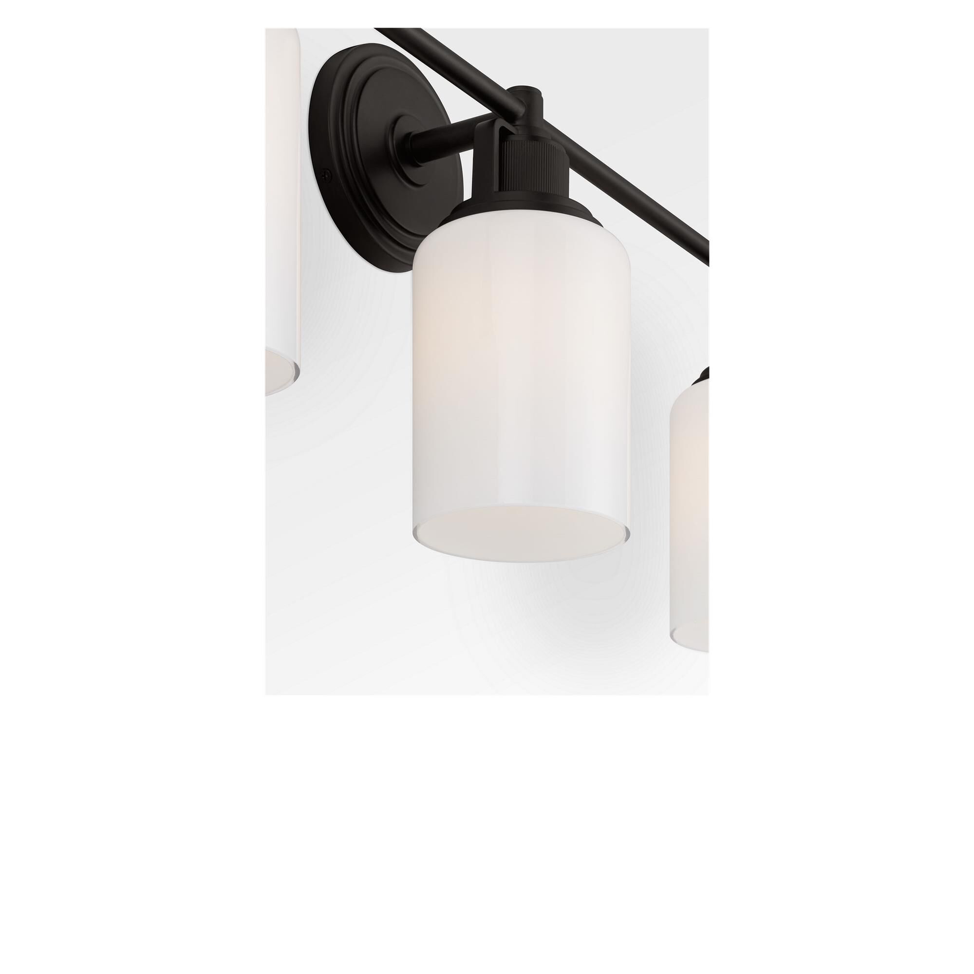 Shown in Aged Iron finish and Milk glass