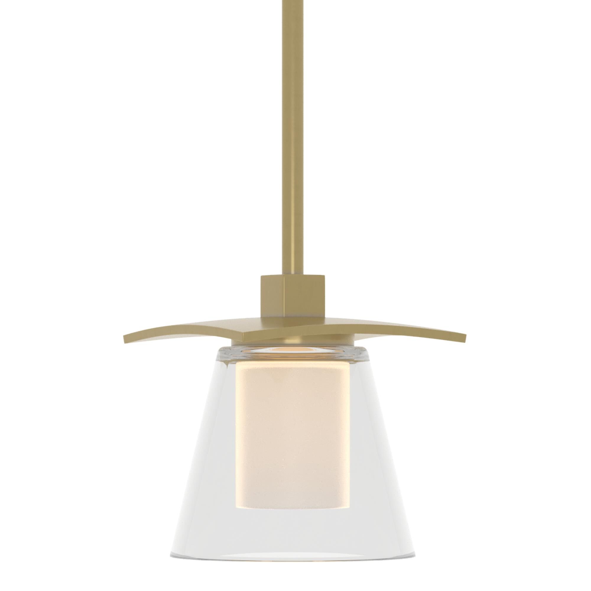 Shown in Modern Brass finish and Opal and Clear glass