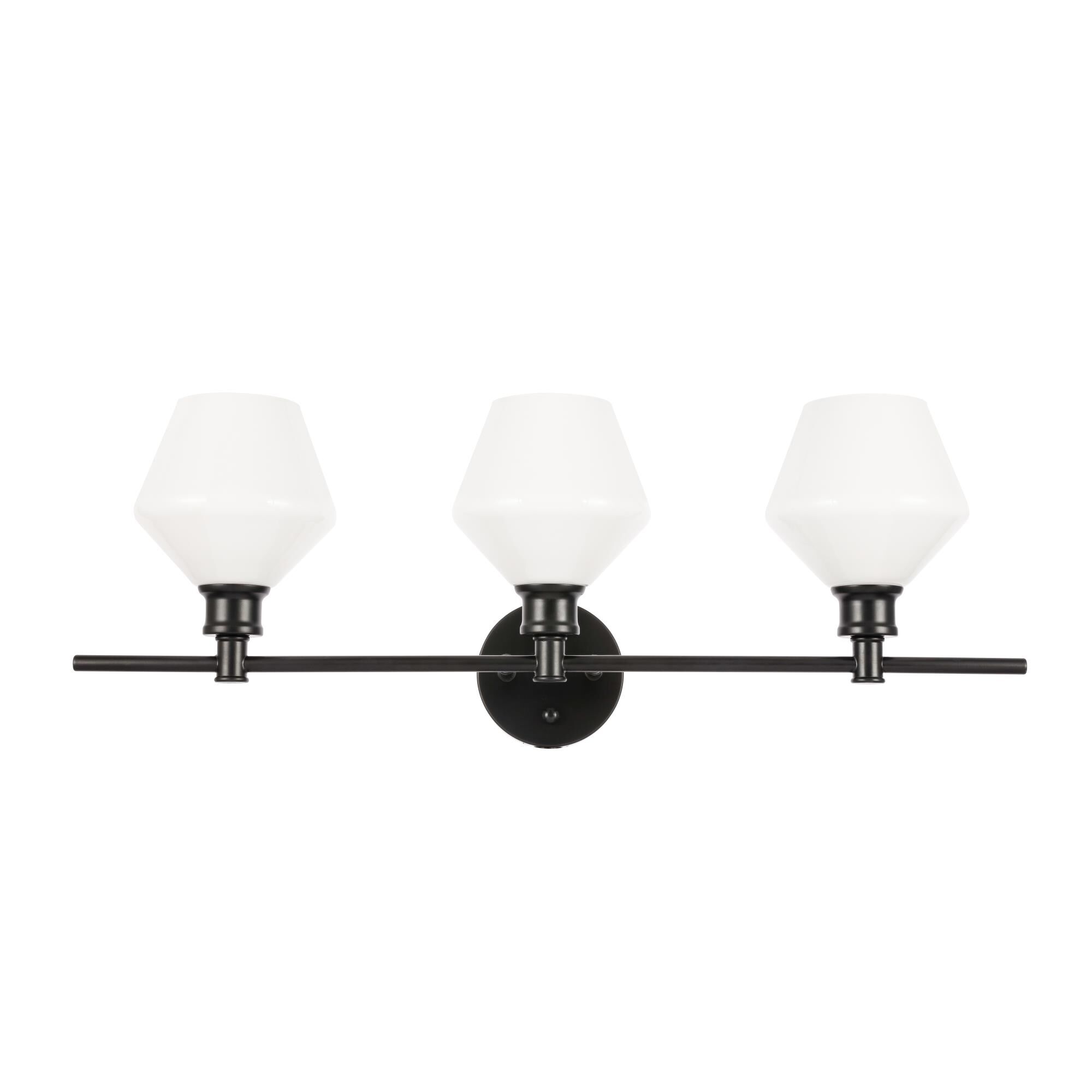 Shown in Black finish and Frosted White  glass