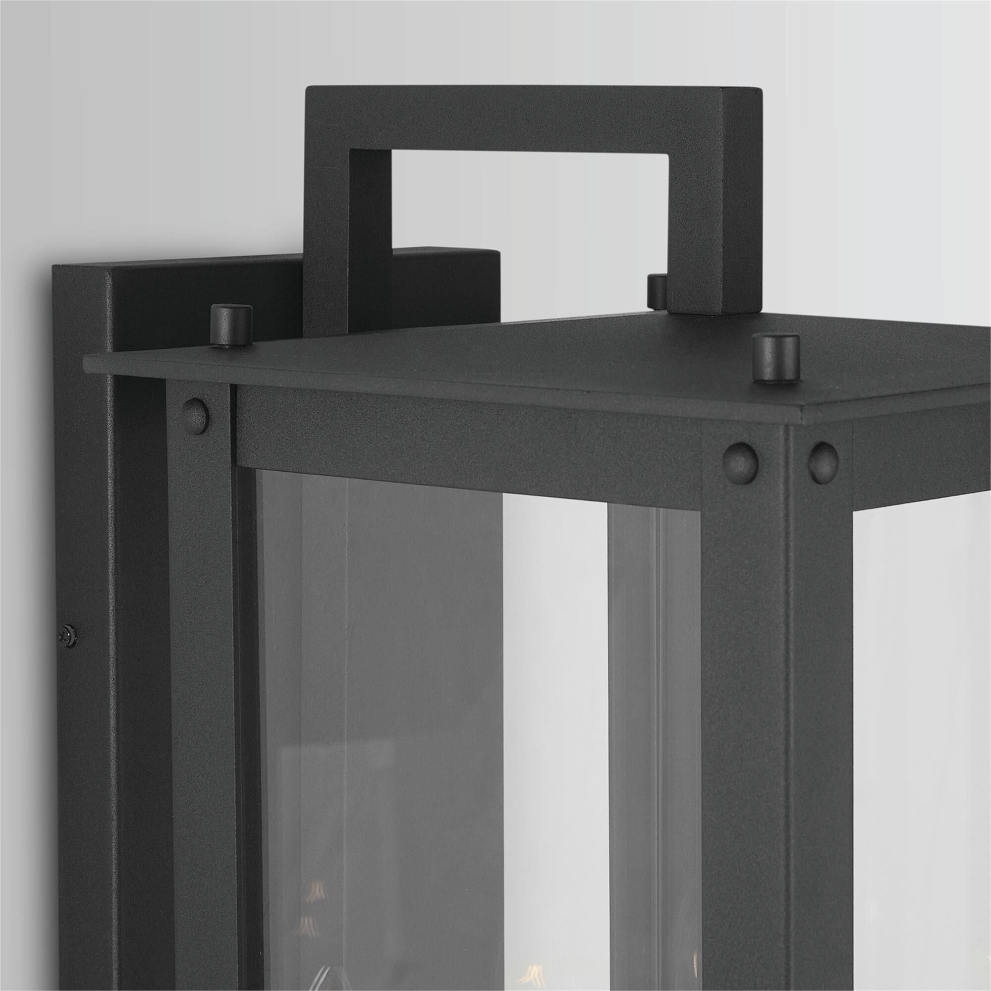 Shown in Black finish and Clear glass