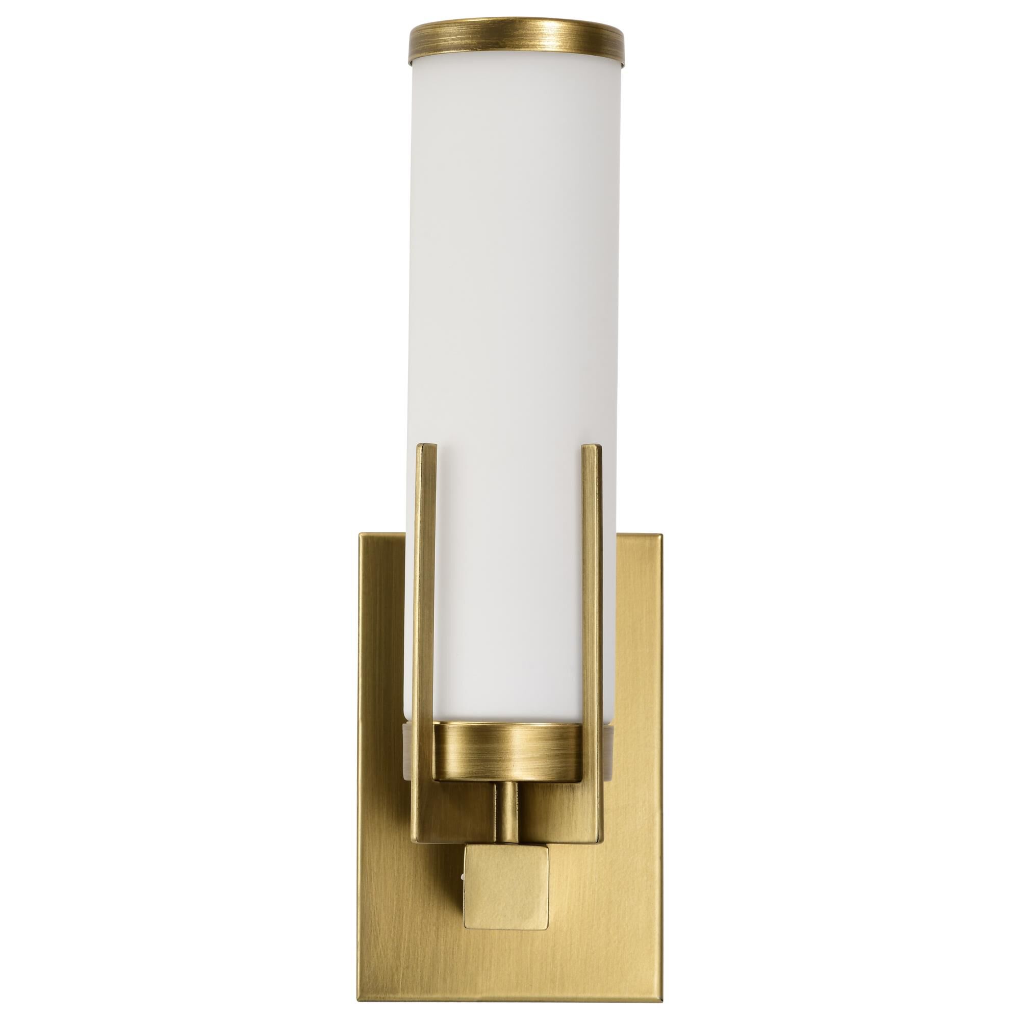 Shown in Natural Brass finish and White glass
