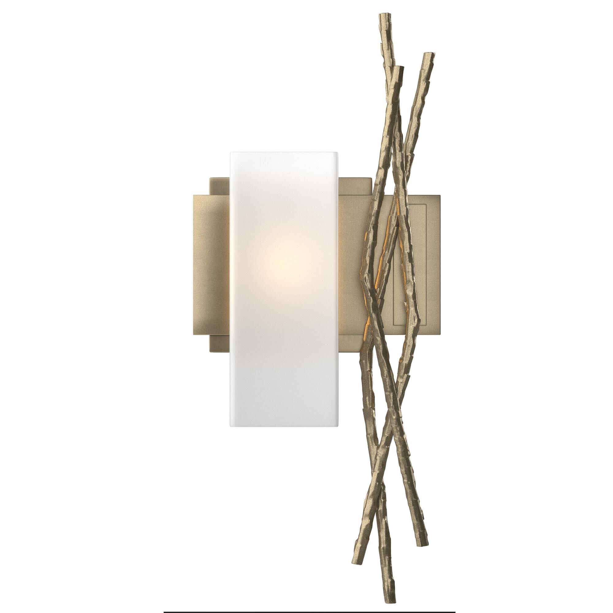 Shown in Soft Gold finish and Opal  glass and Orientation: Left accent