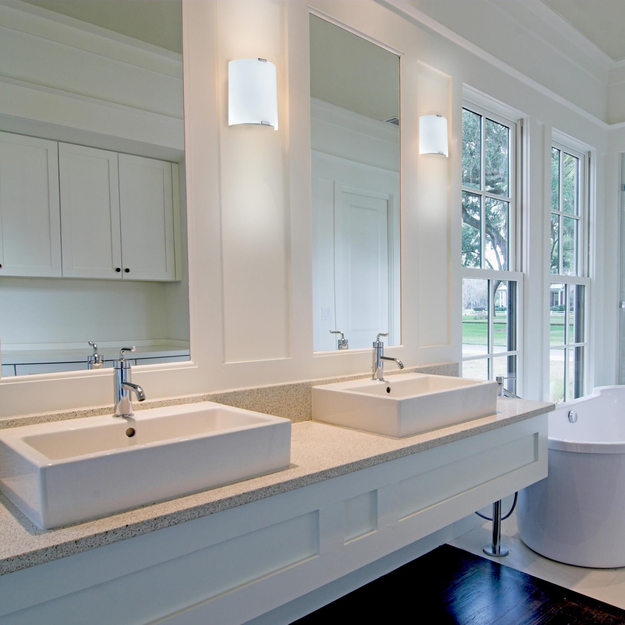 Shown in Silver finish and White glass