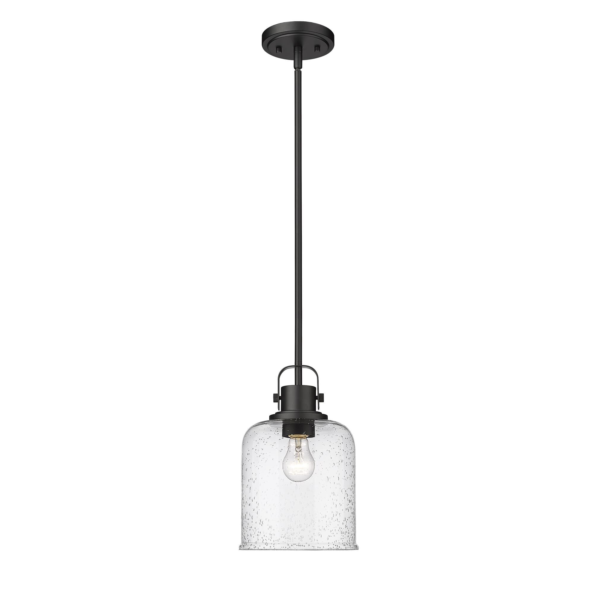 Shown in Matte Black finish and Glass shade
