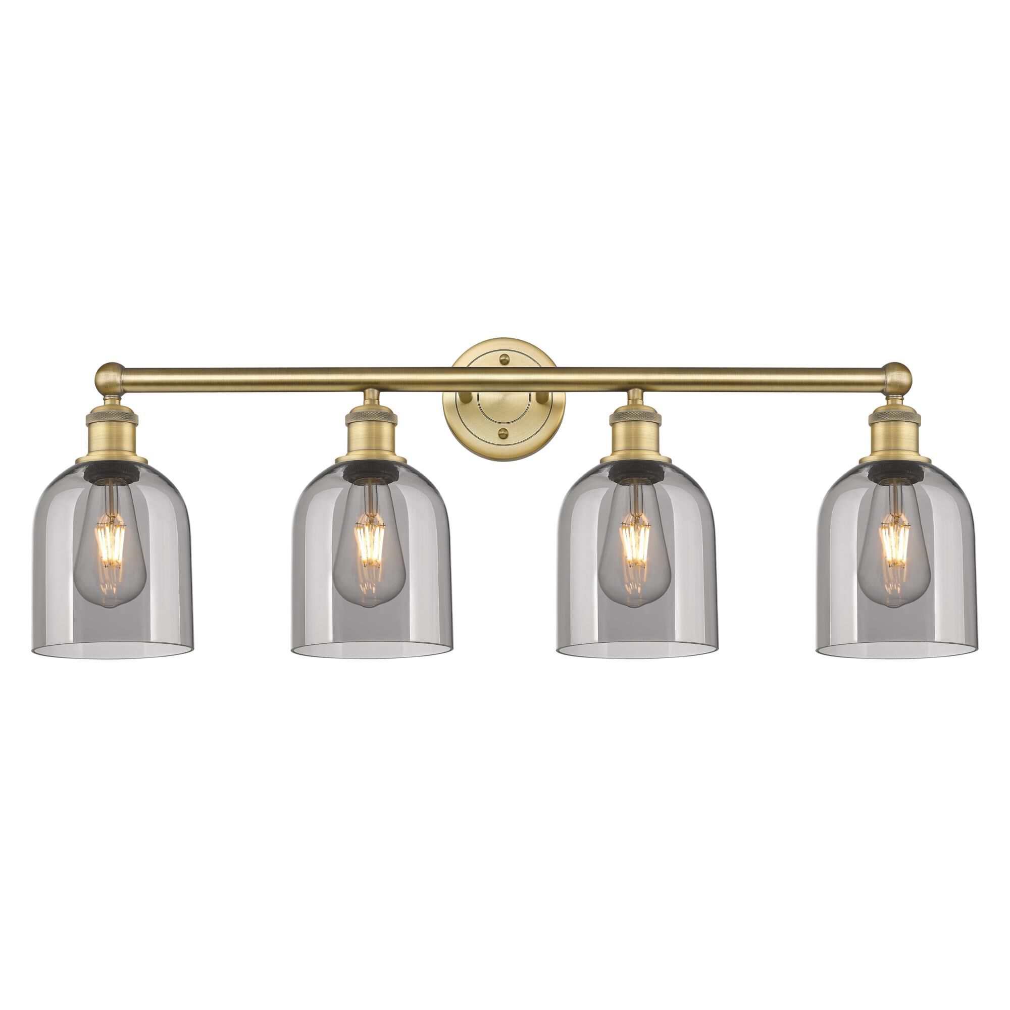 Shown in Brushed Brass finish and Light Smoke glass